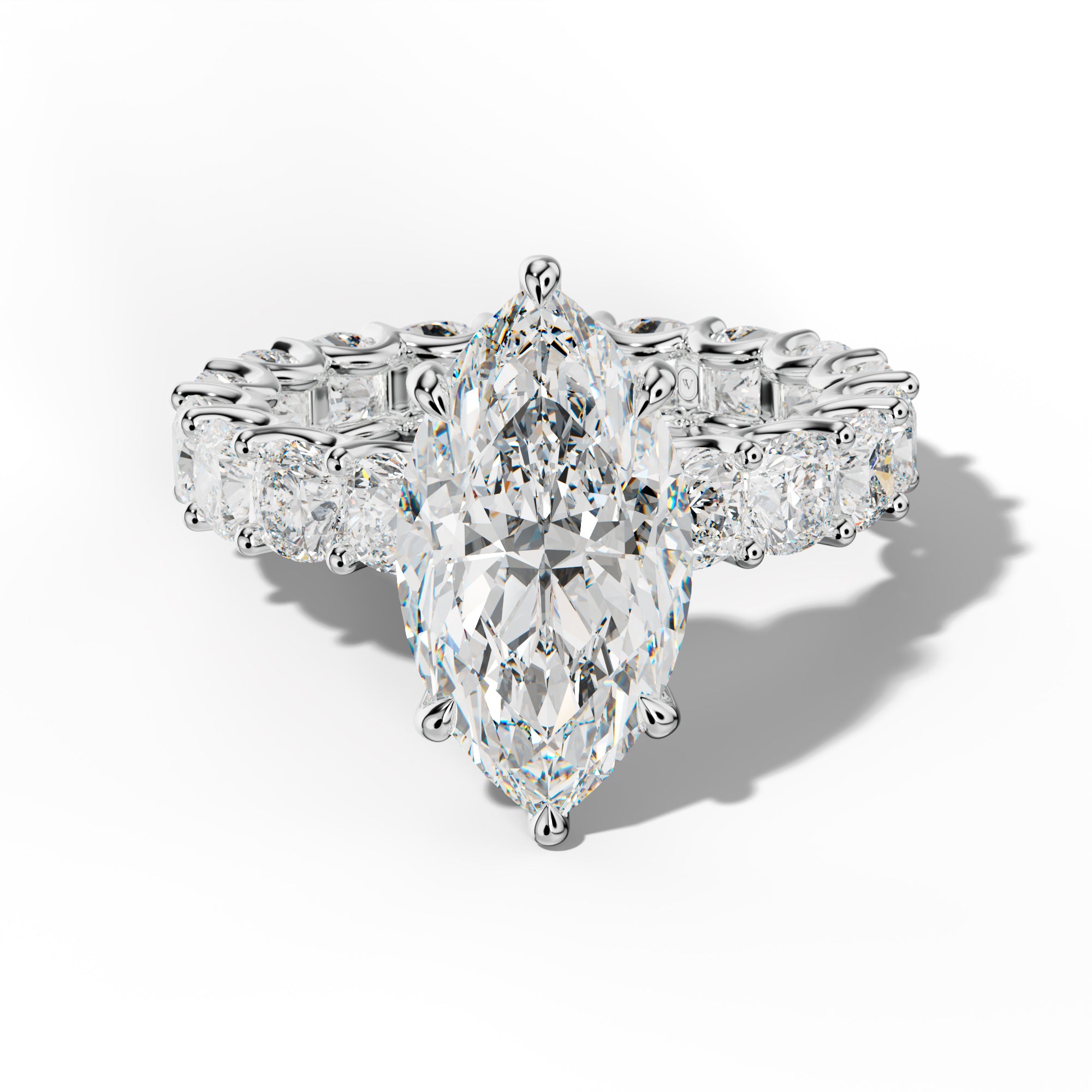Karla Marquise Diamond Engagement Ring With Cushion Side Stones