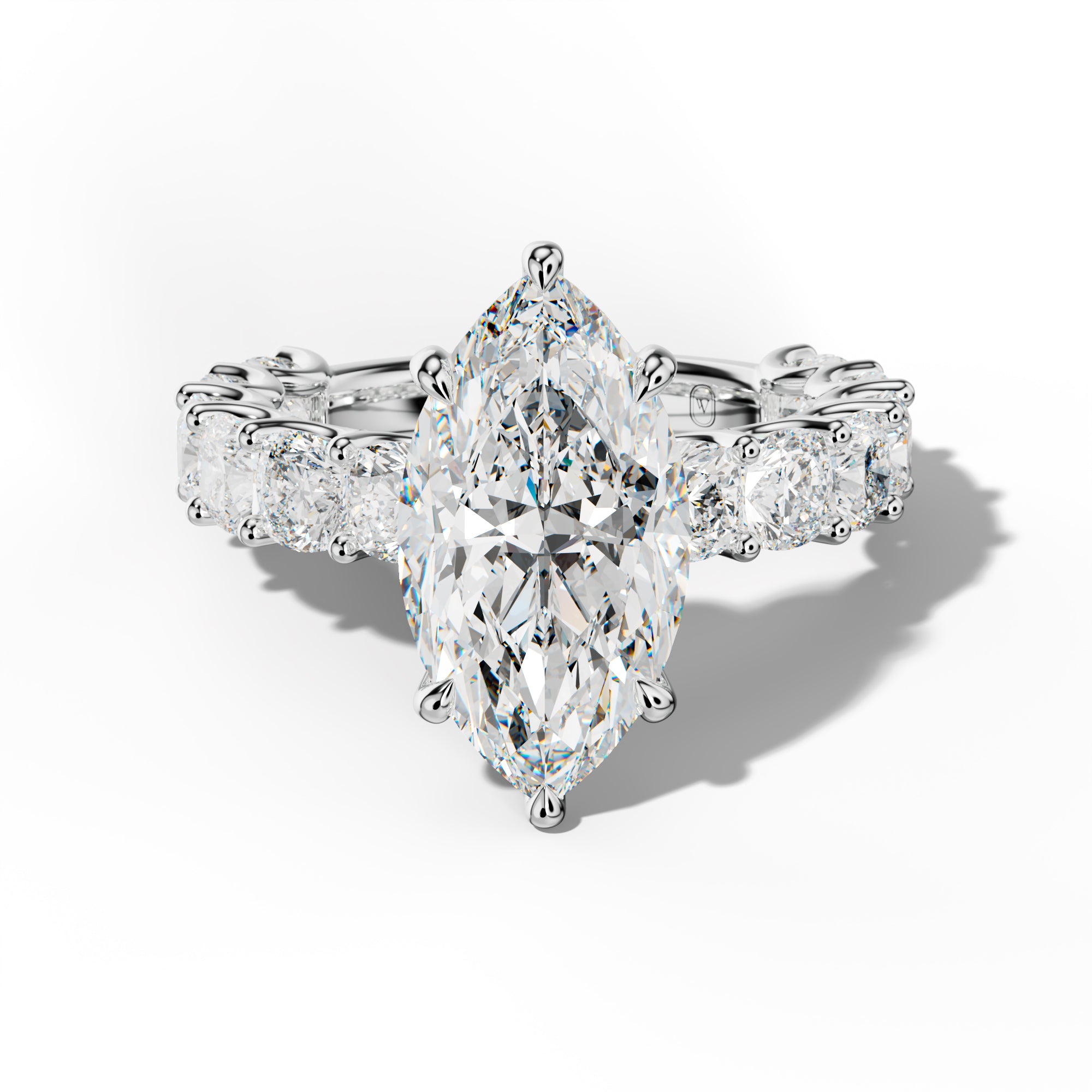 Daniela Marquise Diamond Engagement Ring With Cushion Side Stones