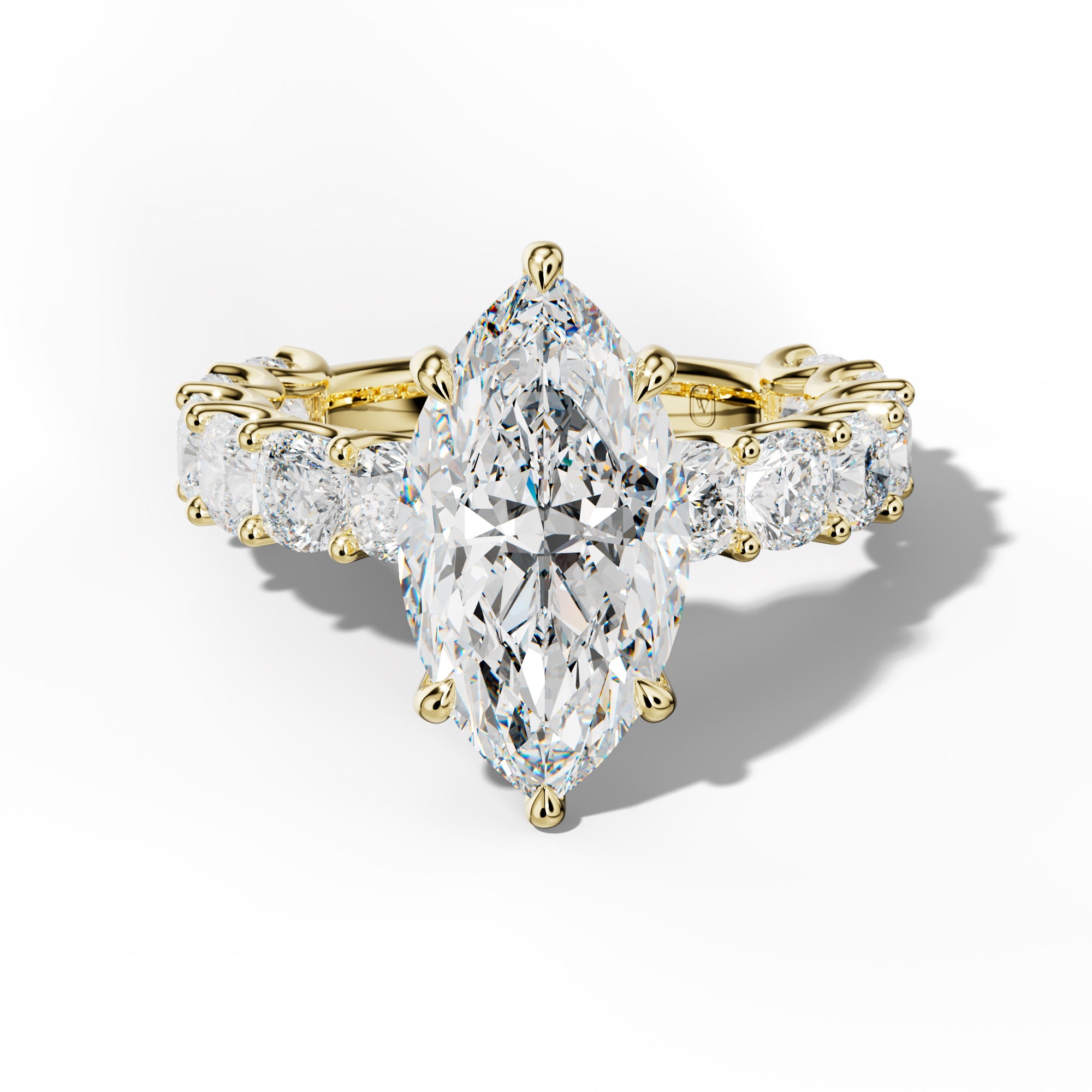 Daniela Marquise Diamond Engagement Ring With Cushion Side Stones