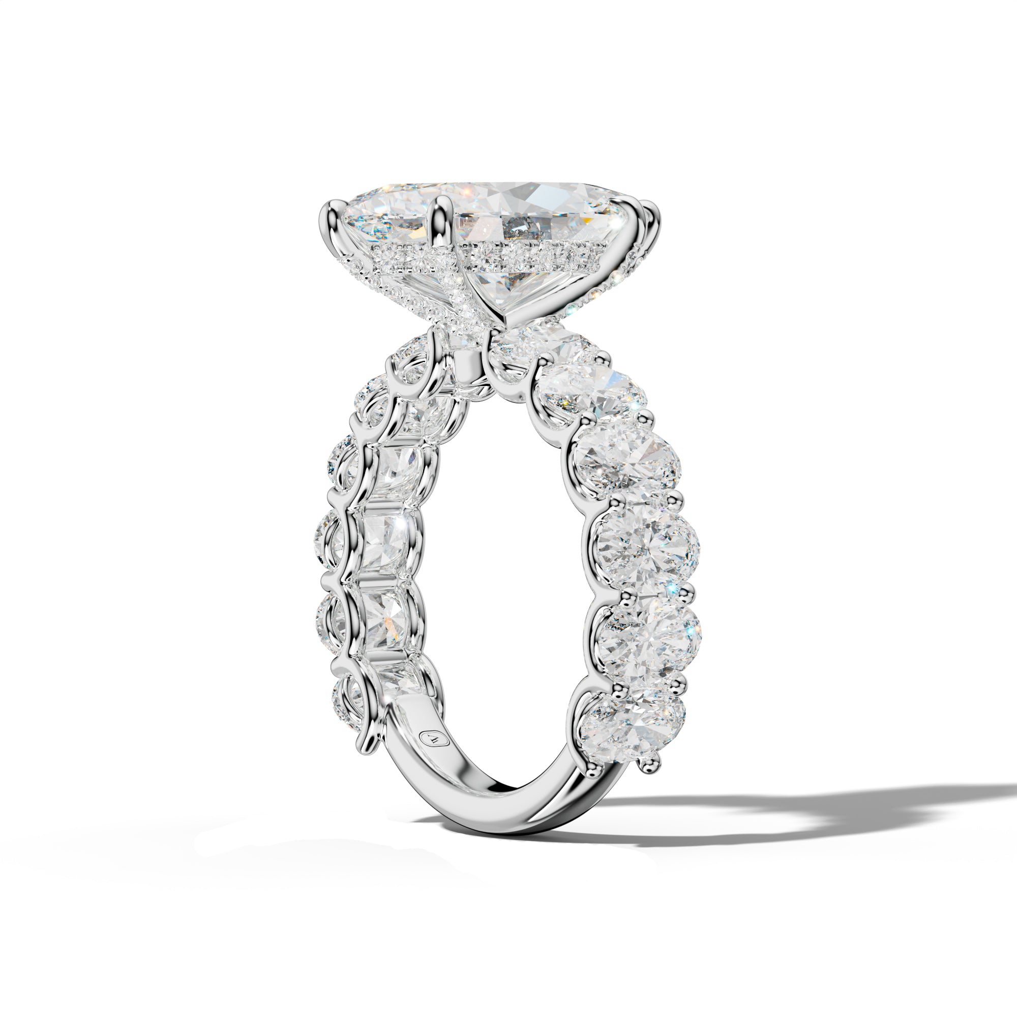 Ada Marquise Diamond Engagement Ring With Oval Side Stones