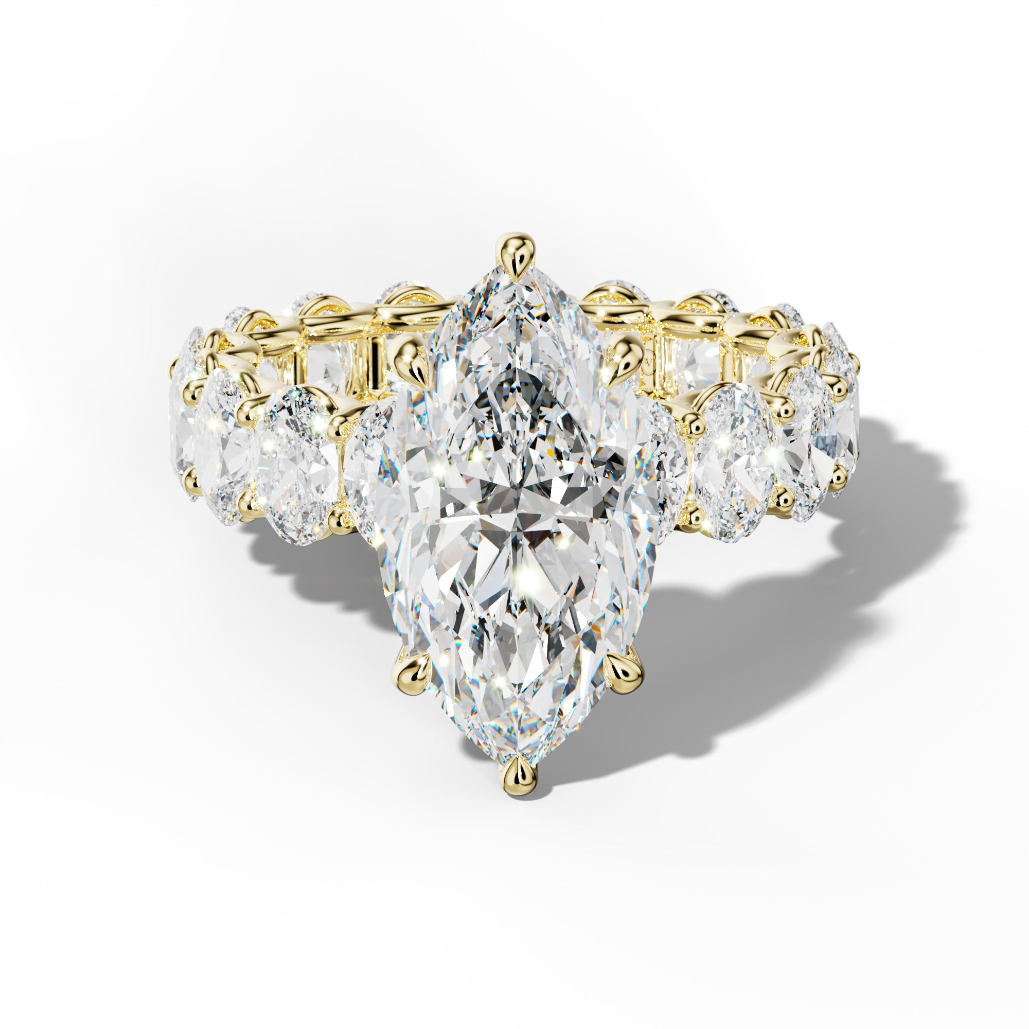 Helena Marquise Diamond Engagement Ring With Oval Side Stones