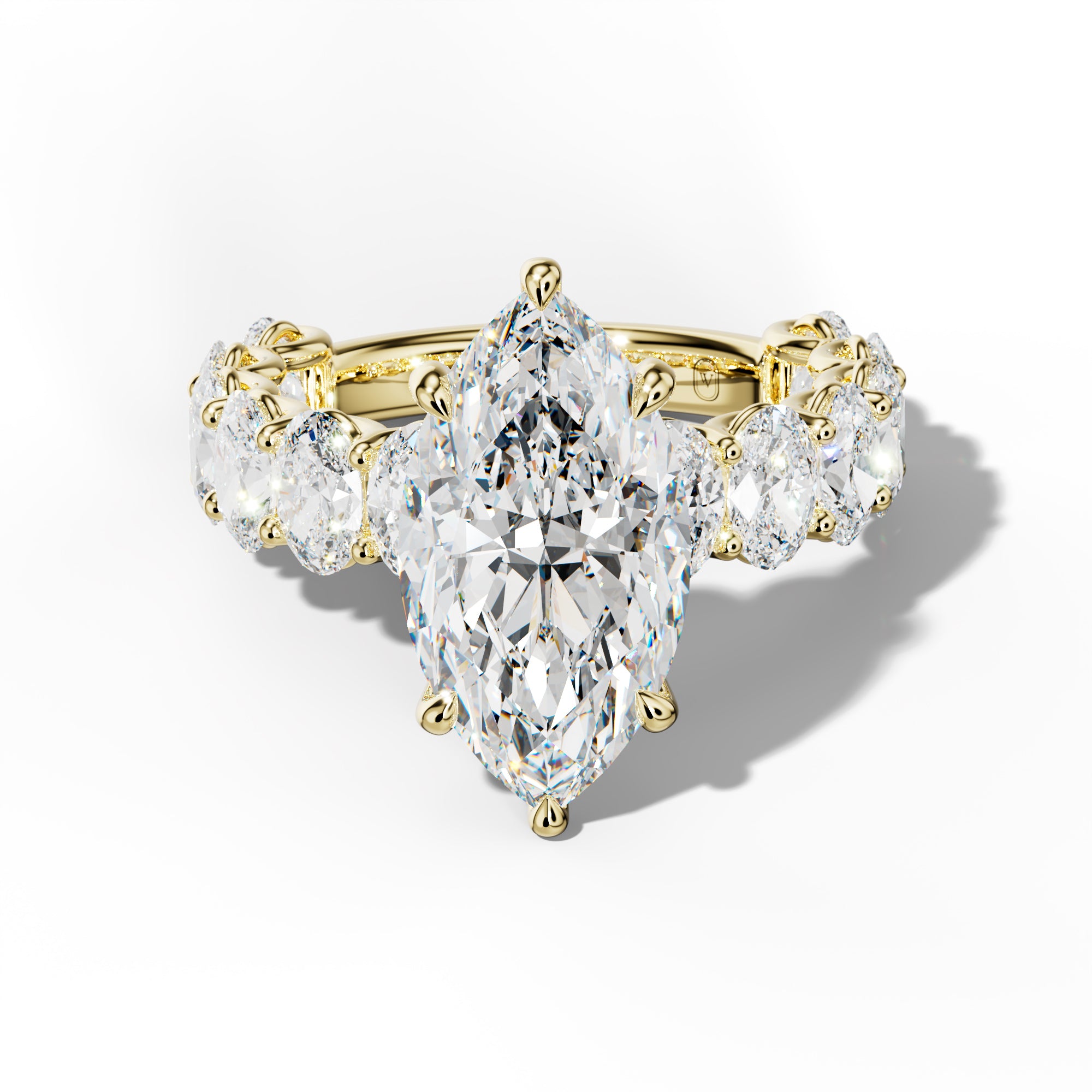 Ada Marquise Diamond Engagement Ring With Oval Side Stones