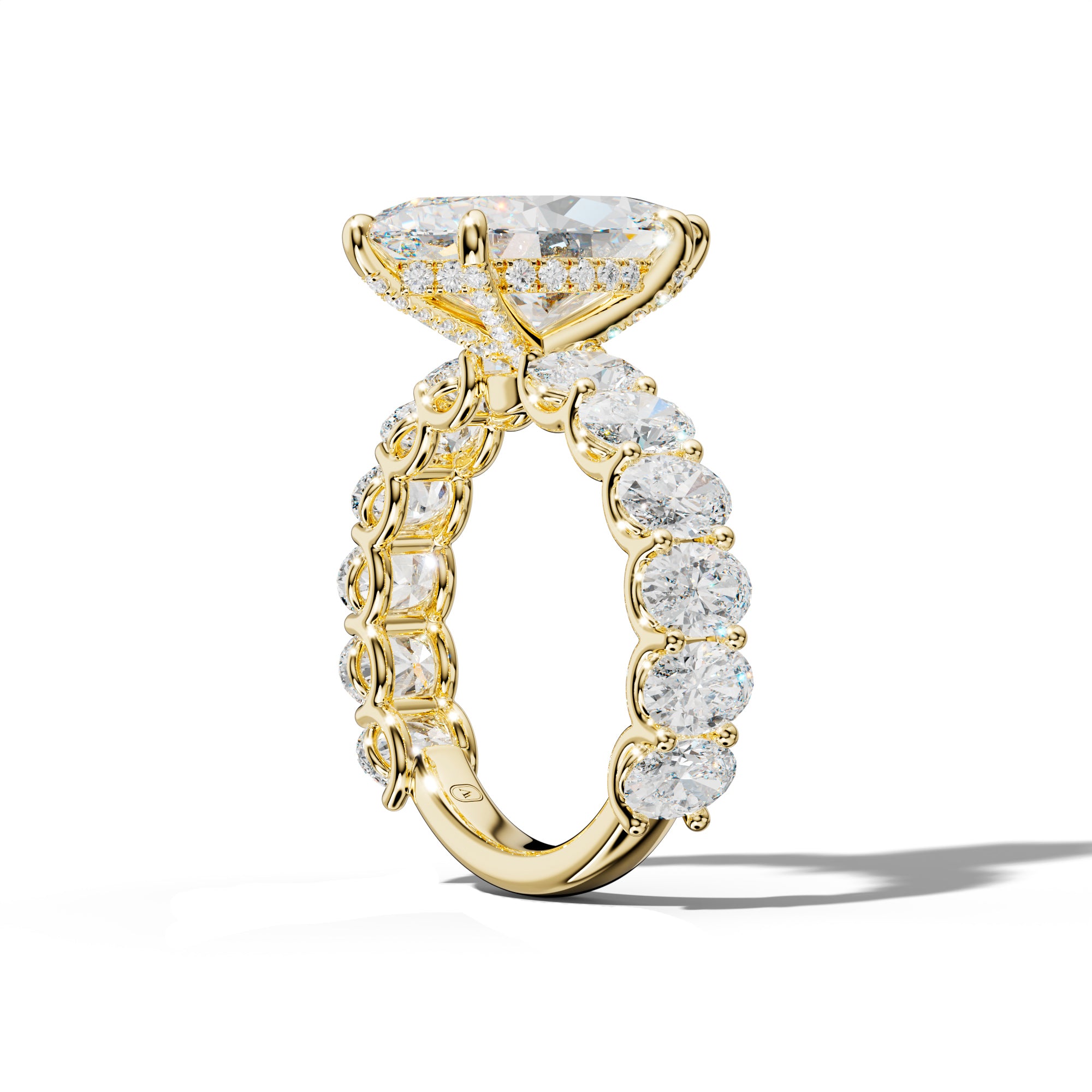 Ada Marquise Diamond Engagement Ring With Oval Side Stones