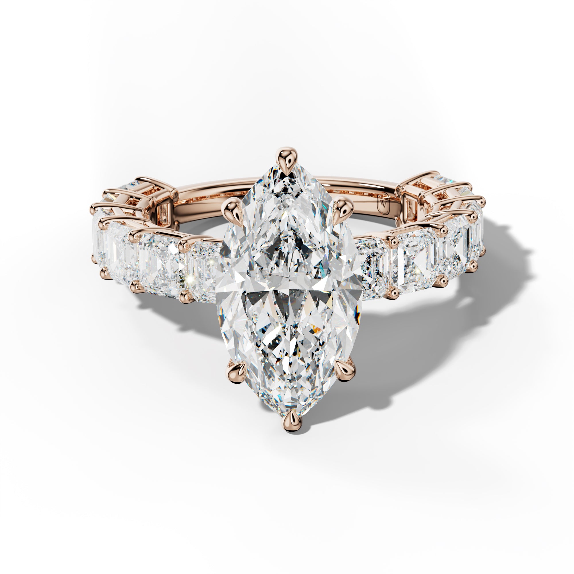 Demi Marquise Diamond Engagement Ring With Asscher Side Stones