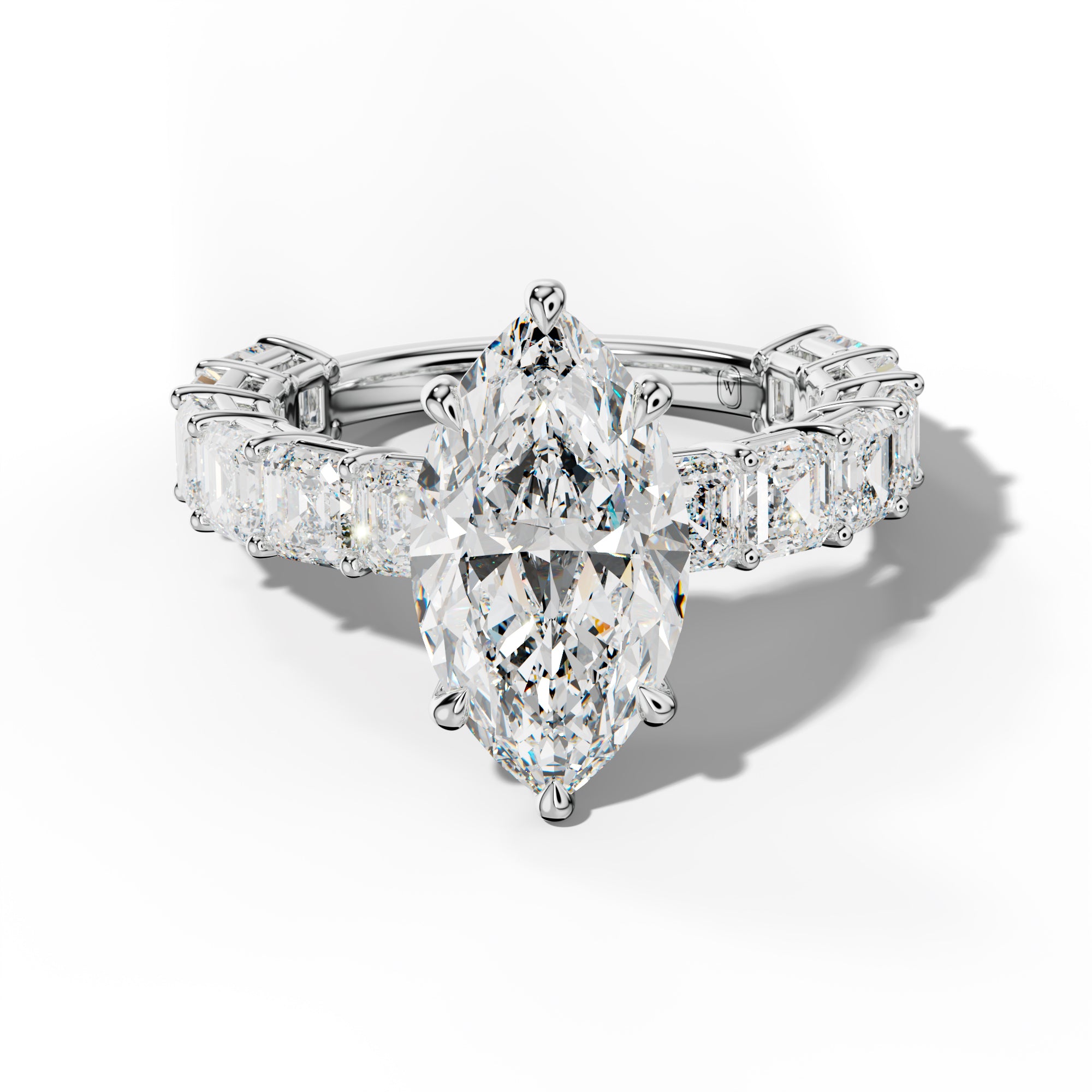 Demi Marquise Diamond Engagement Ring With Asscher Side Stones