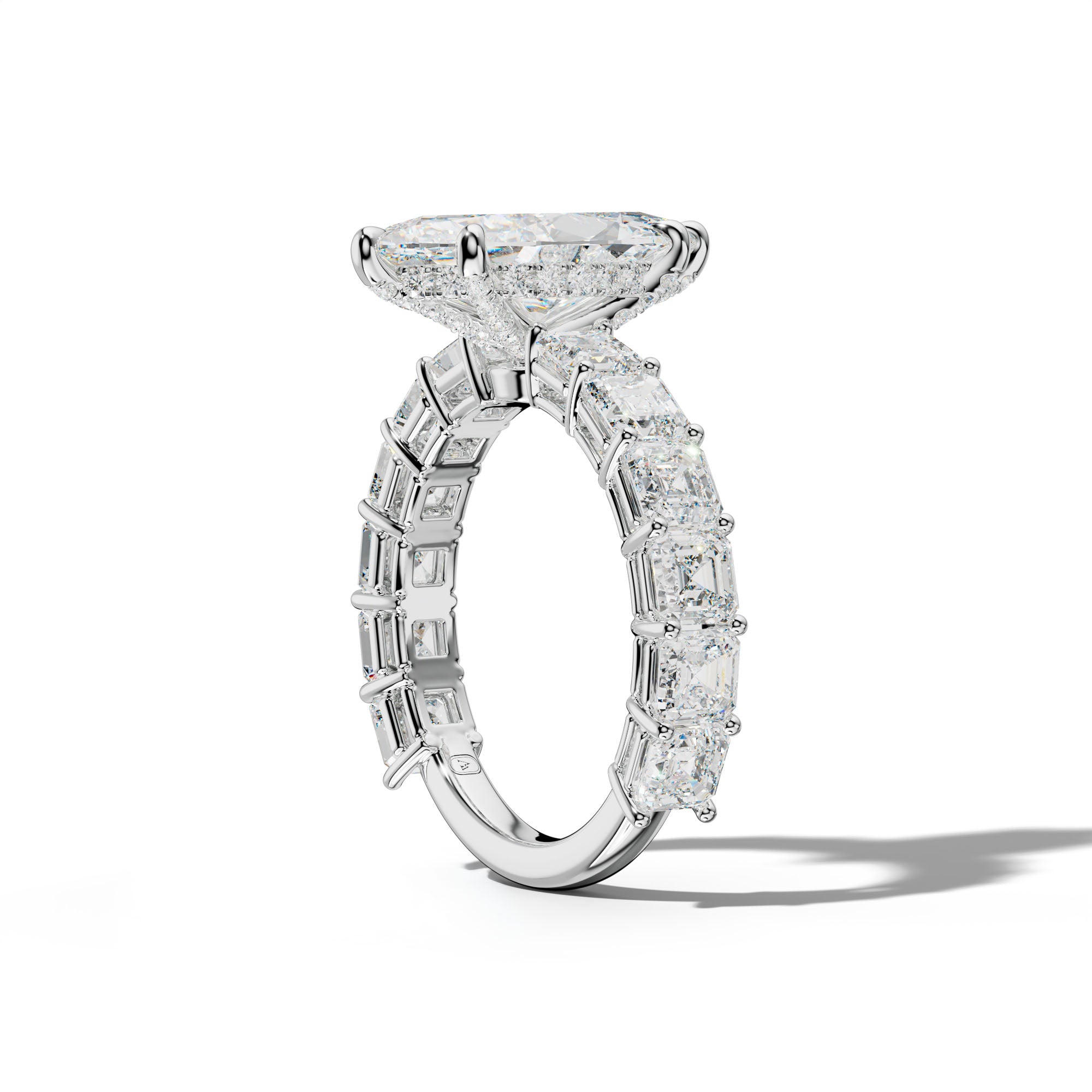 Demi Marquise Diamond Engagement Ring With Asscher Side Stones