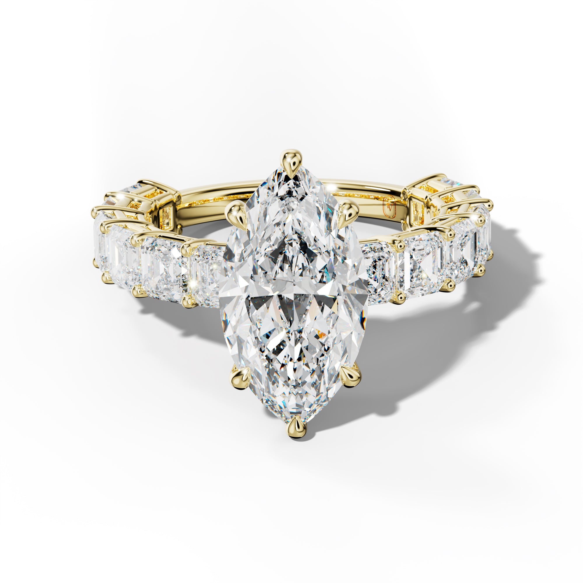 Demi Marquise Diamond Engagement Ring With Asscher Side Stones