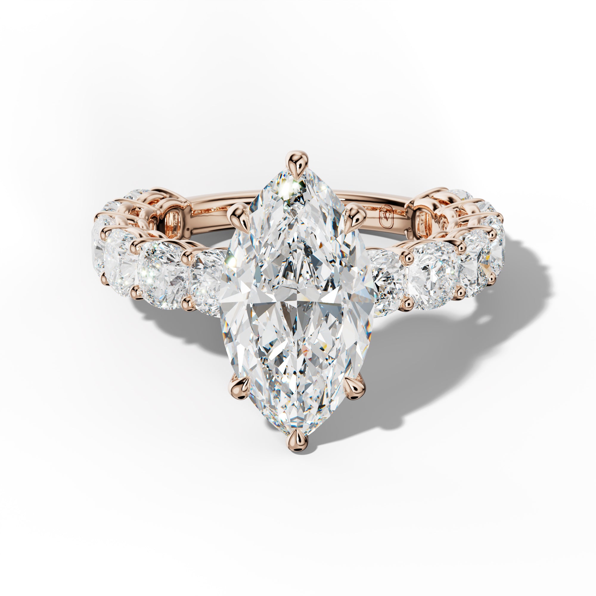 Bailey Marquise Diamond Engagement Ring With Cushion Side Stones