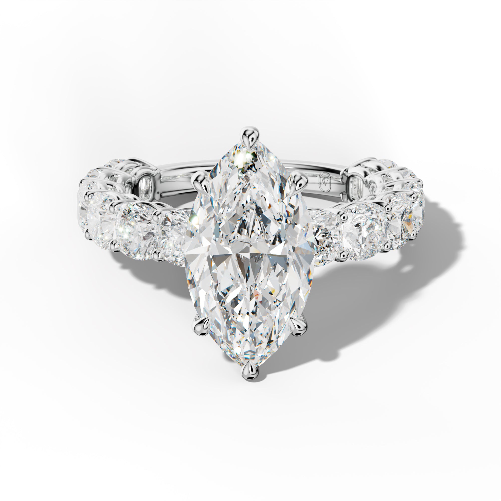 Bailey Marquise Diamond Engagement Ring With Cushion Side Stones