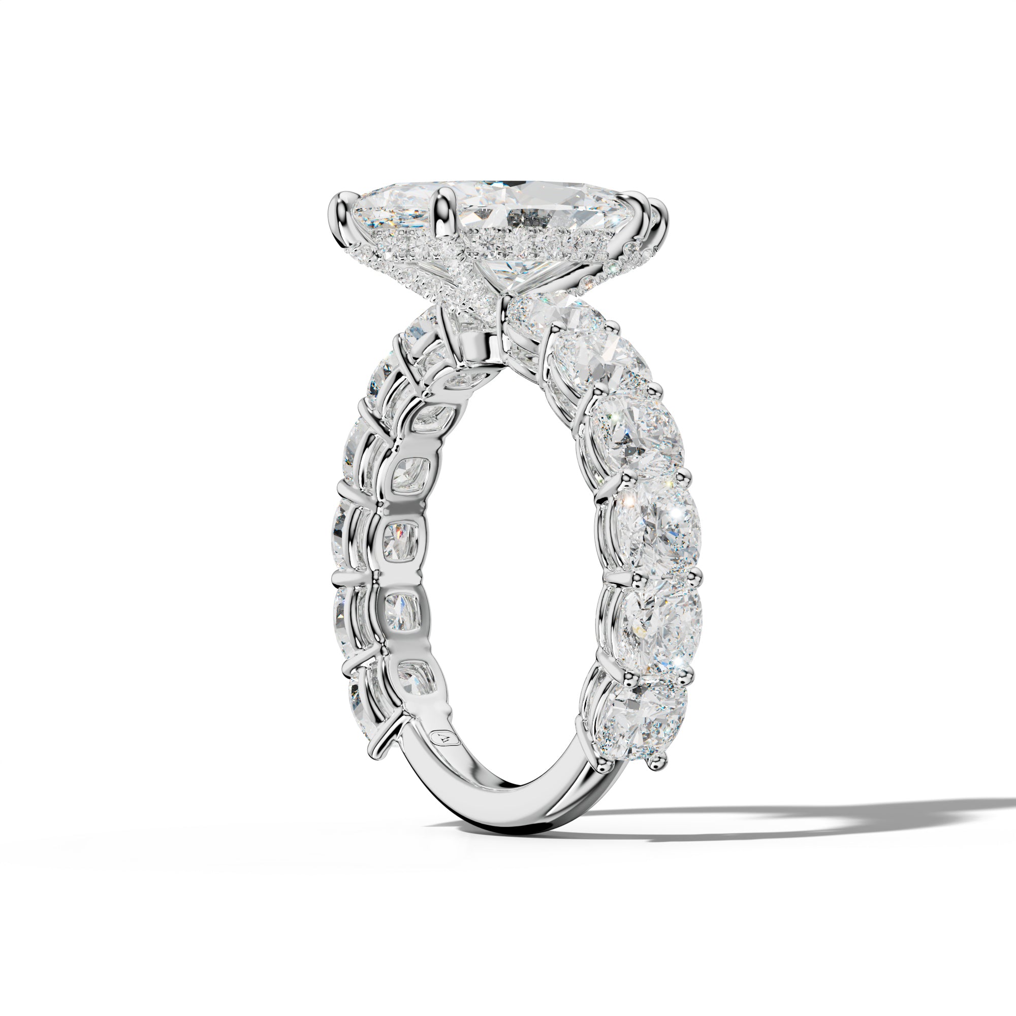 Bailey Marquise Diamond Engagement Ring With Cushion Side Stones