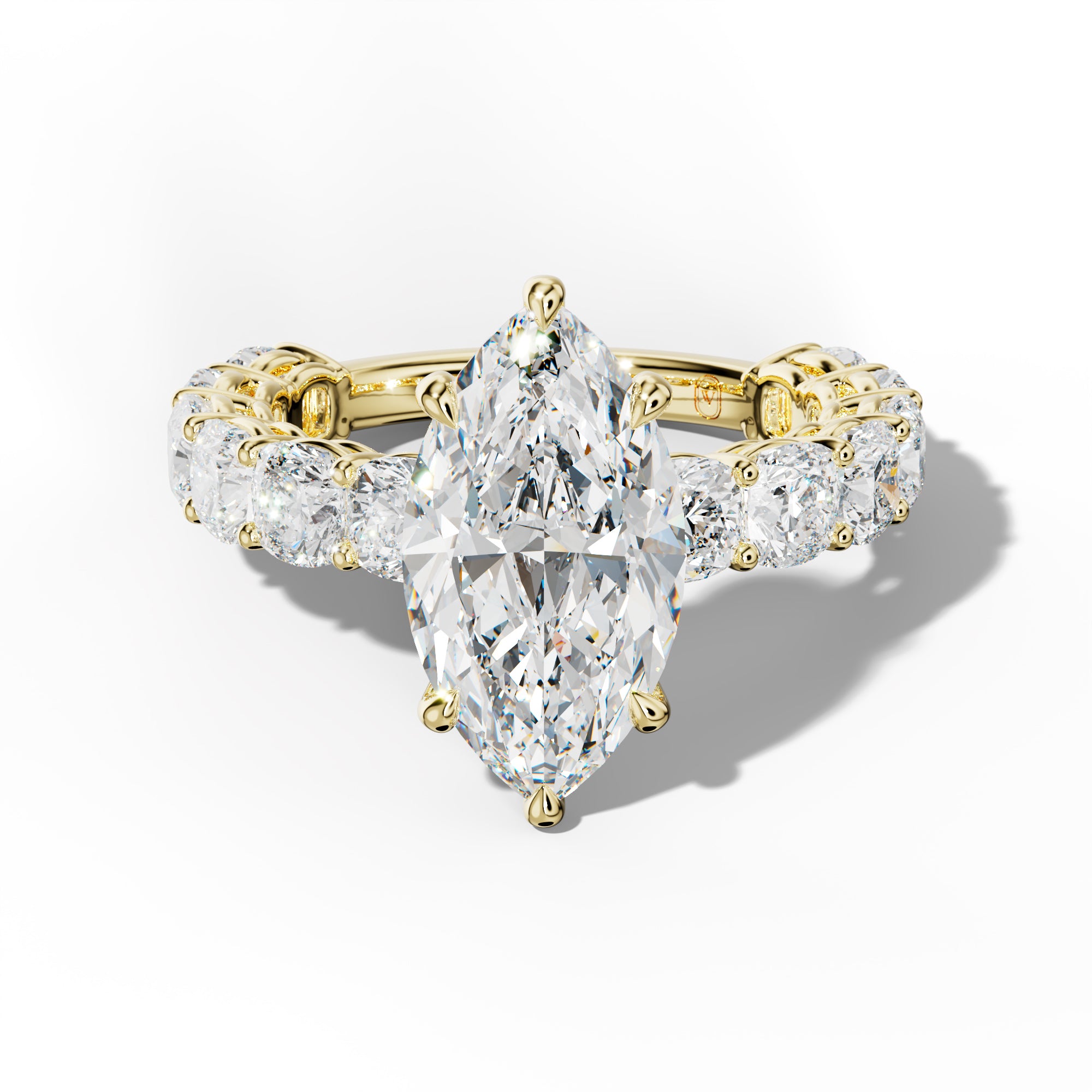 Bailey Marquise Diamond Engagement Ring With Cushion Side Stones