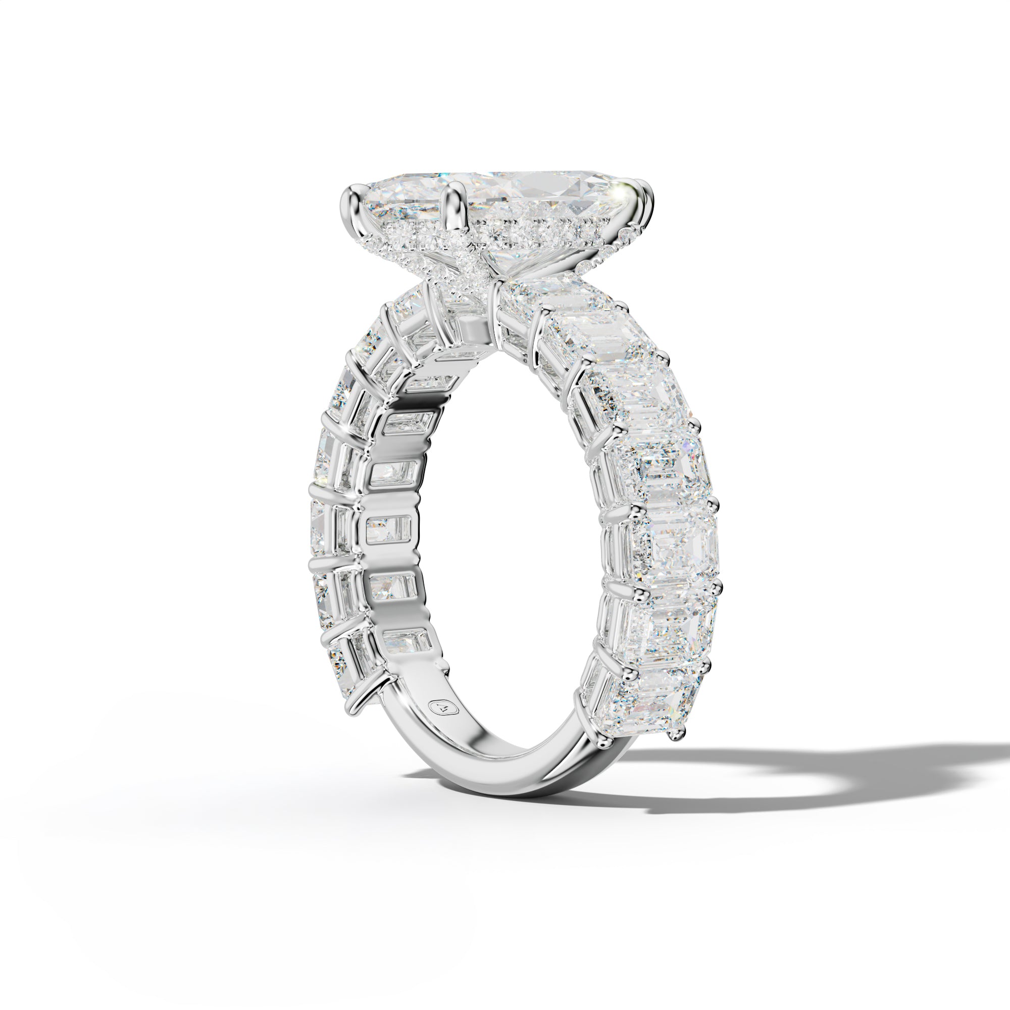 Mina Marquise Diamond Engagement Ring With Emerald Cut Side Stones