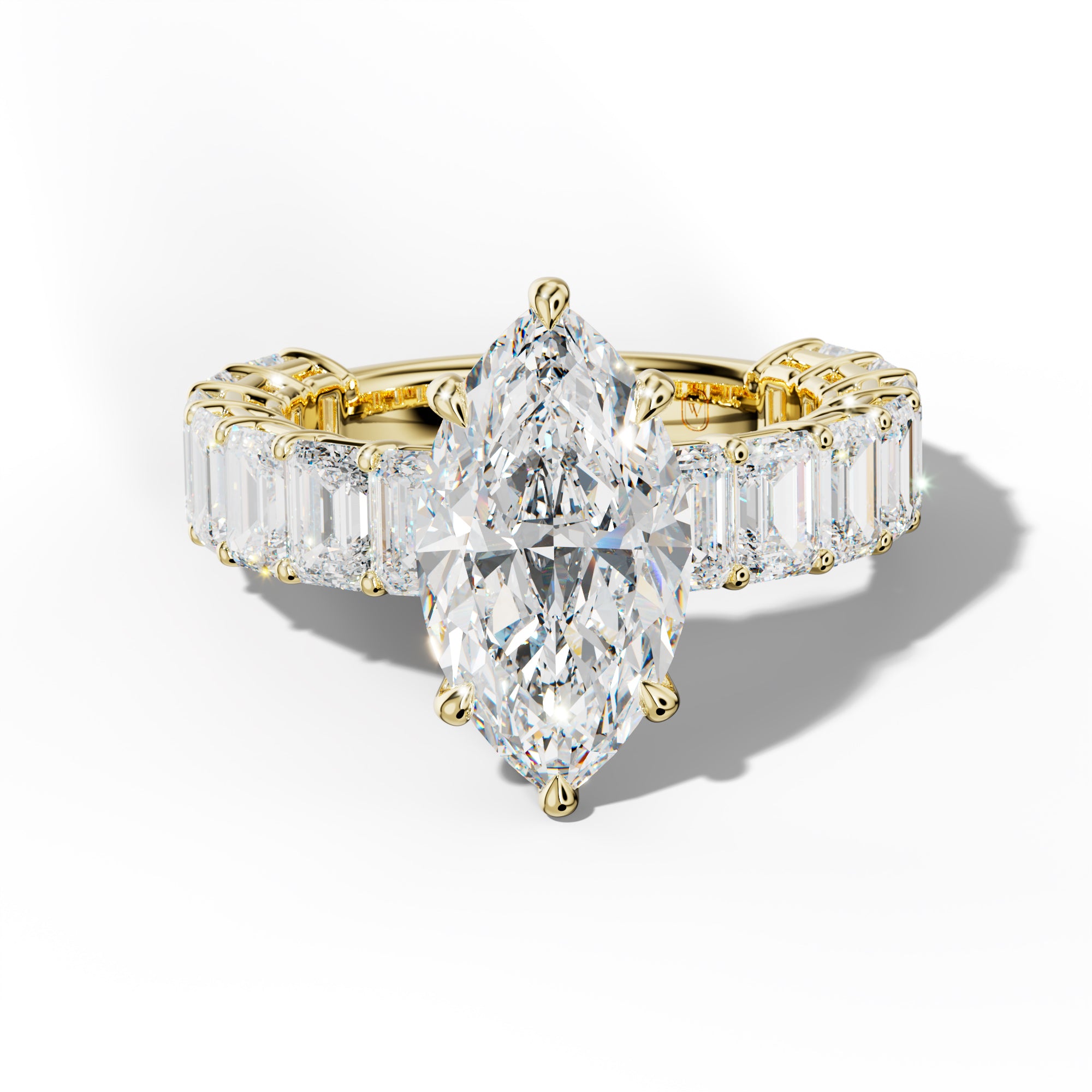 Mina Marquise Diamond Engagement Ring With Emerald Cut Side Stones