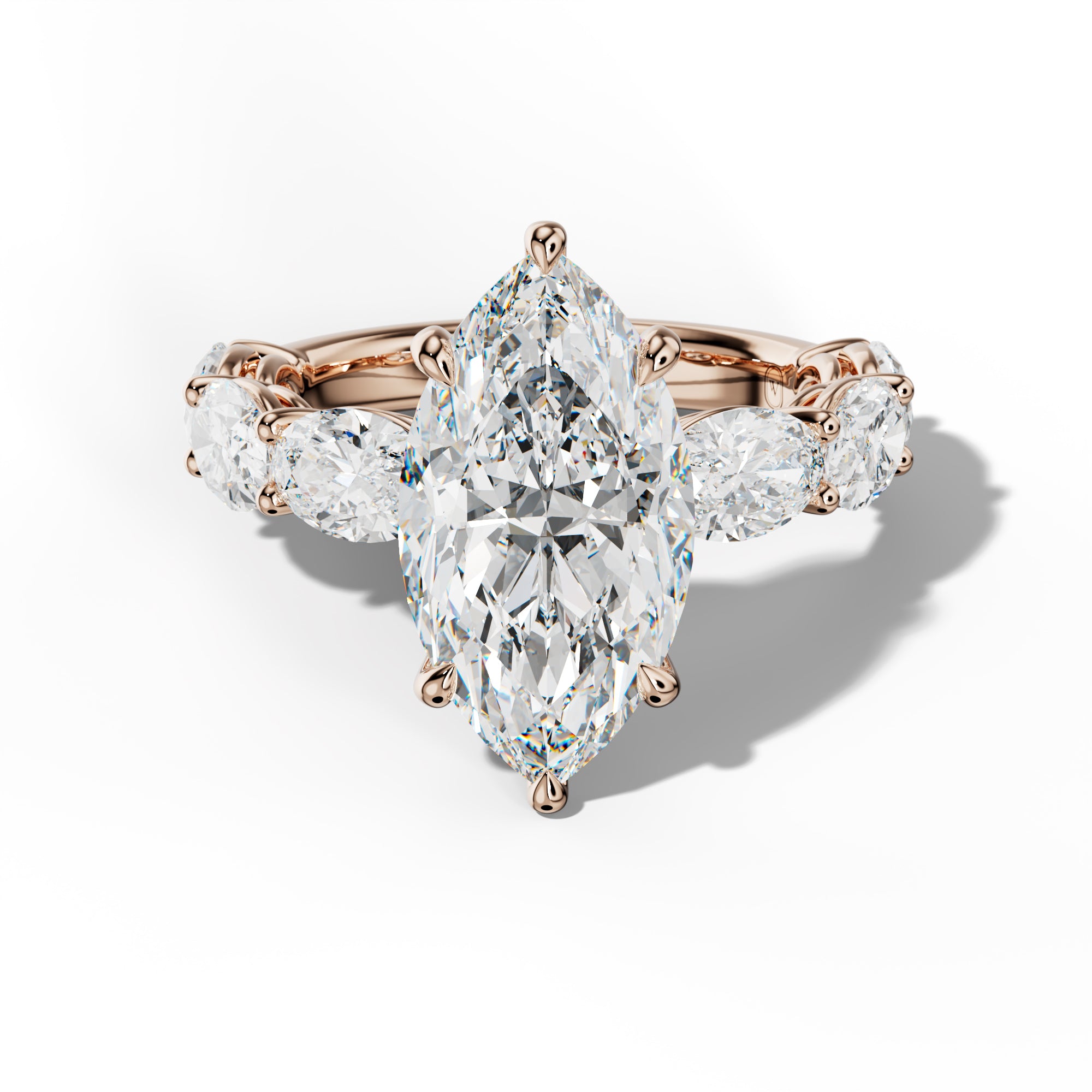 Maci Marquise Diamond Engagement Ring With East West Oval Side Stones
