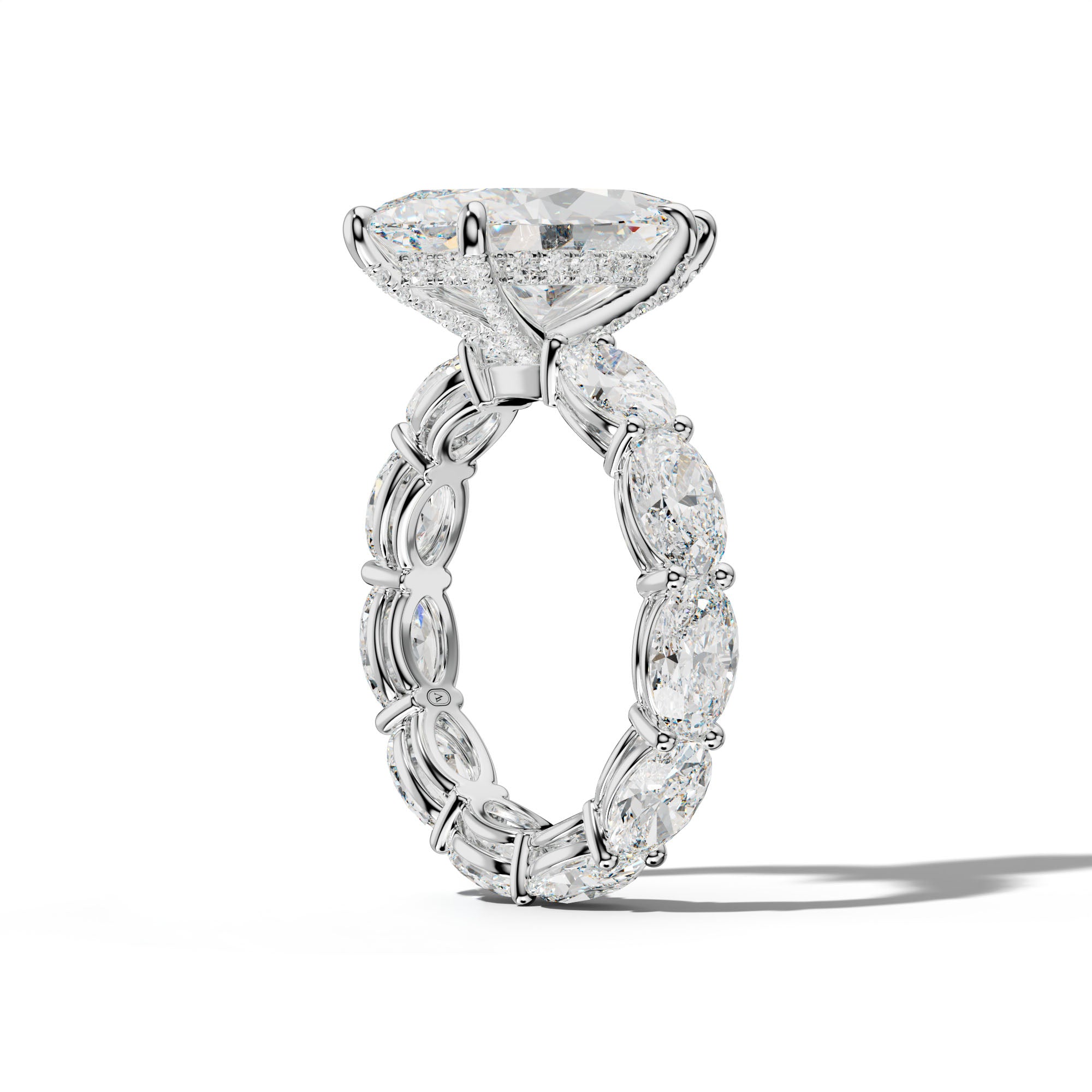 Alessia Marquise Diamond Engagement Ring With East West Oval Side Stones