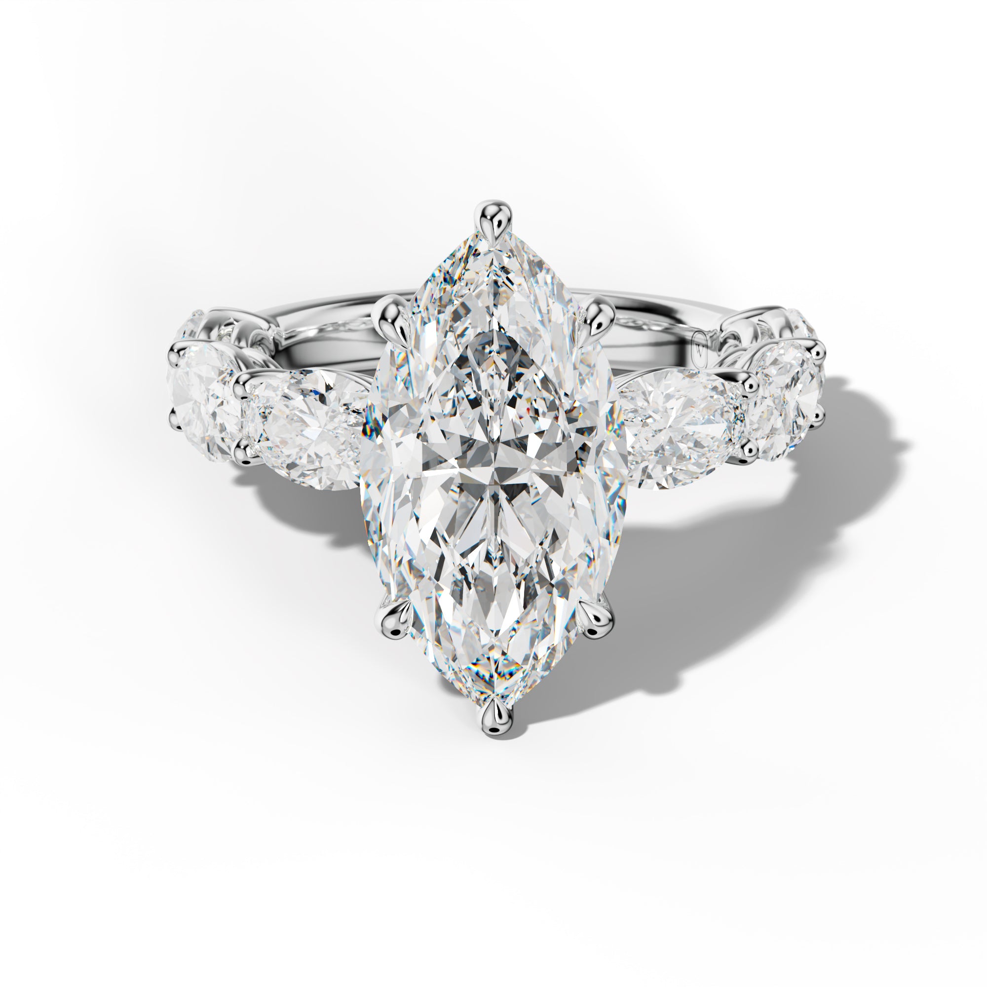 Maci Marquise Diamond Engagement Ring With East West Oval Side Stones