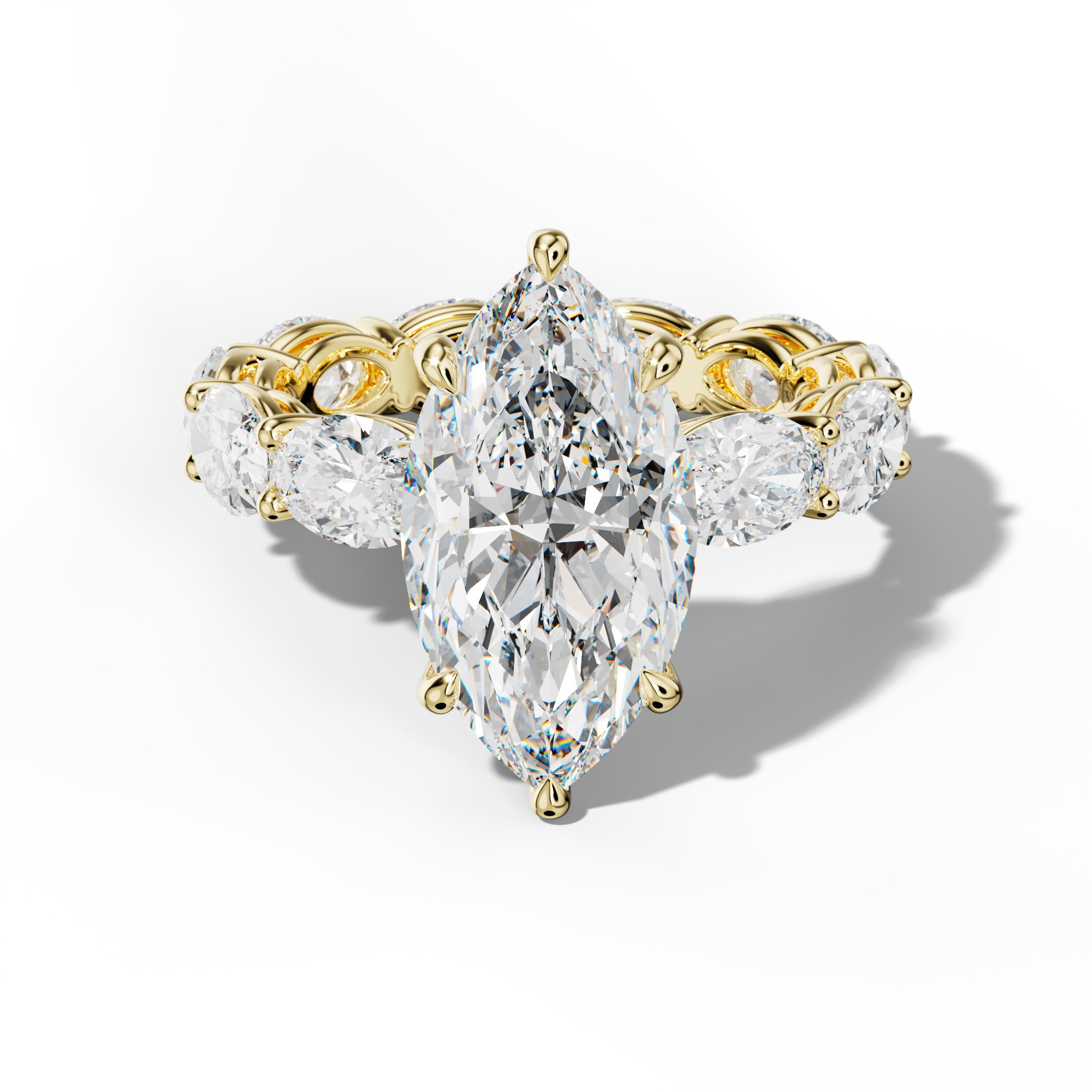 Alessia Marquise Diamond Engagement Ring With East West Oval Side Stones