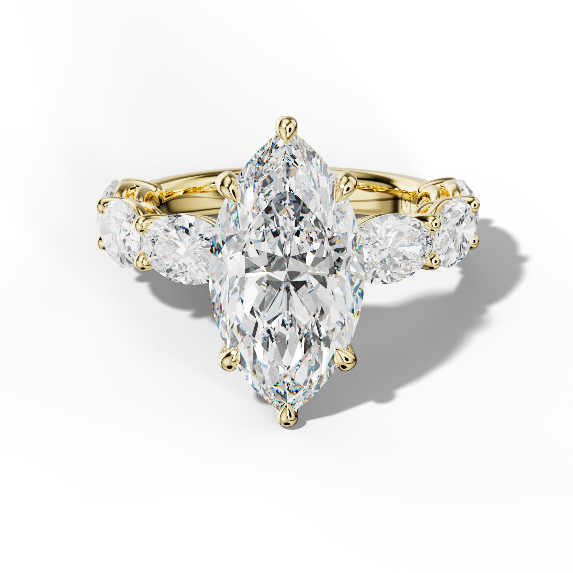 Maci Marquise Diamond Engagement Ring With East West Oval Side Stones
