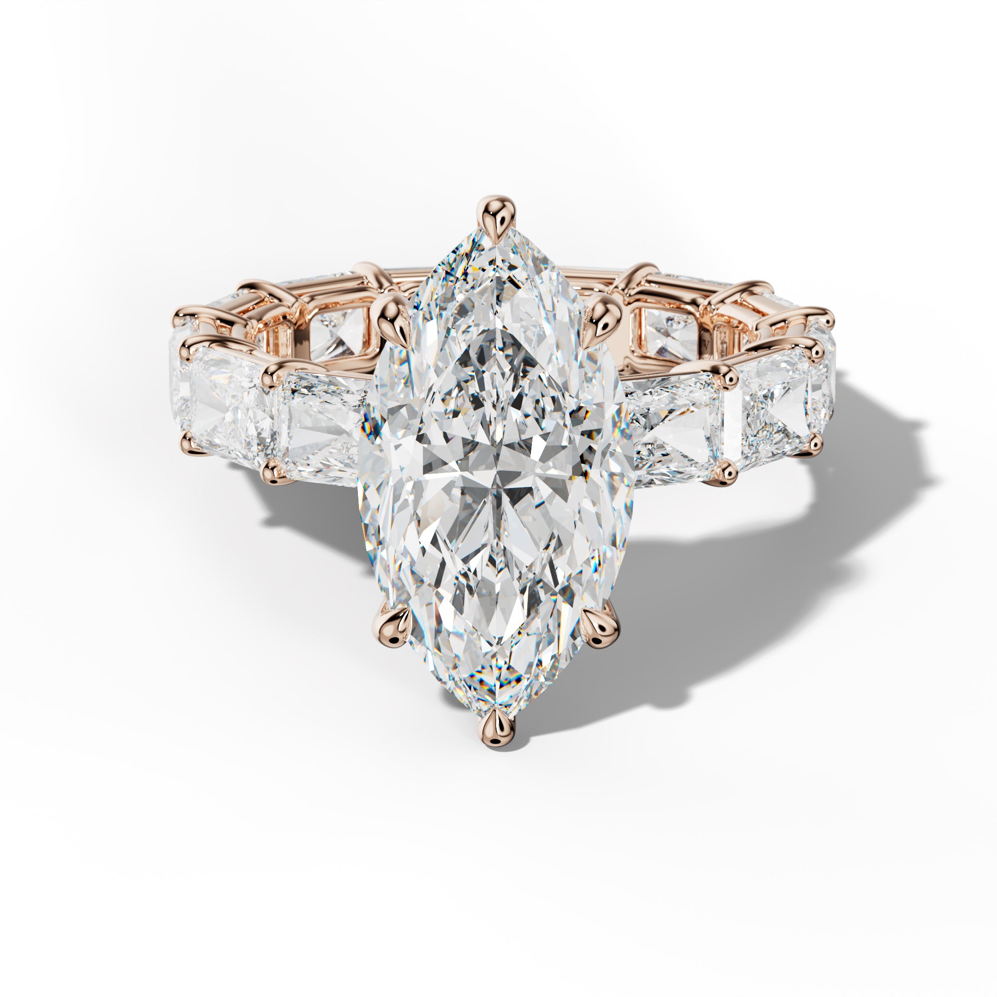 Mavis Marquise Diamond Engagement Ring With East West Radiant Side Stones