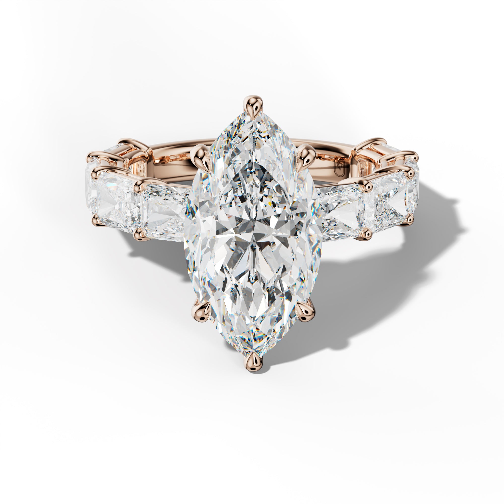 Raelynn Marquise Diamond Engagement Ring With East West Radiant Side Stones