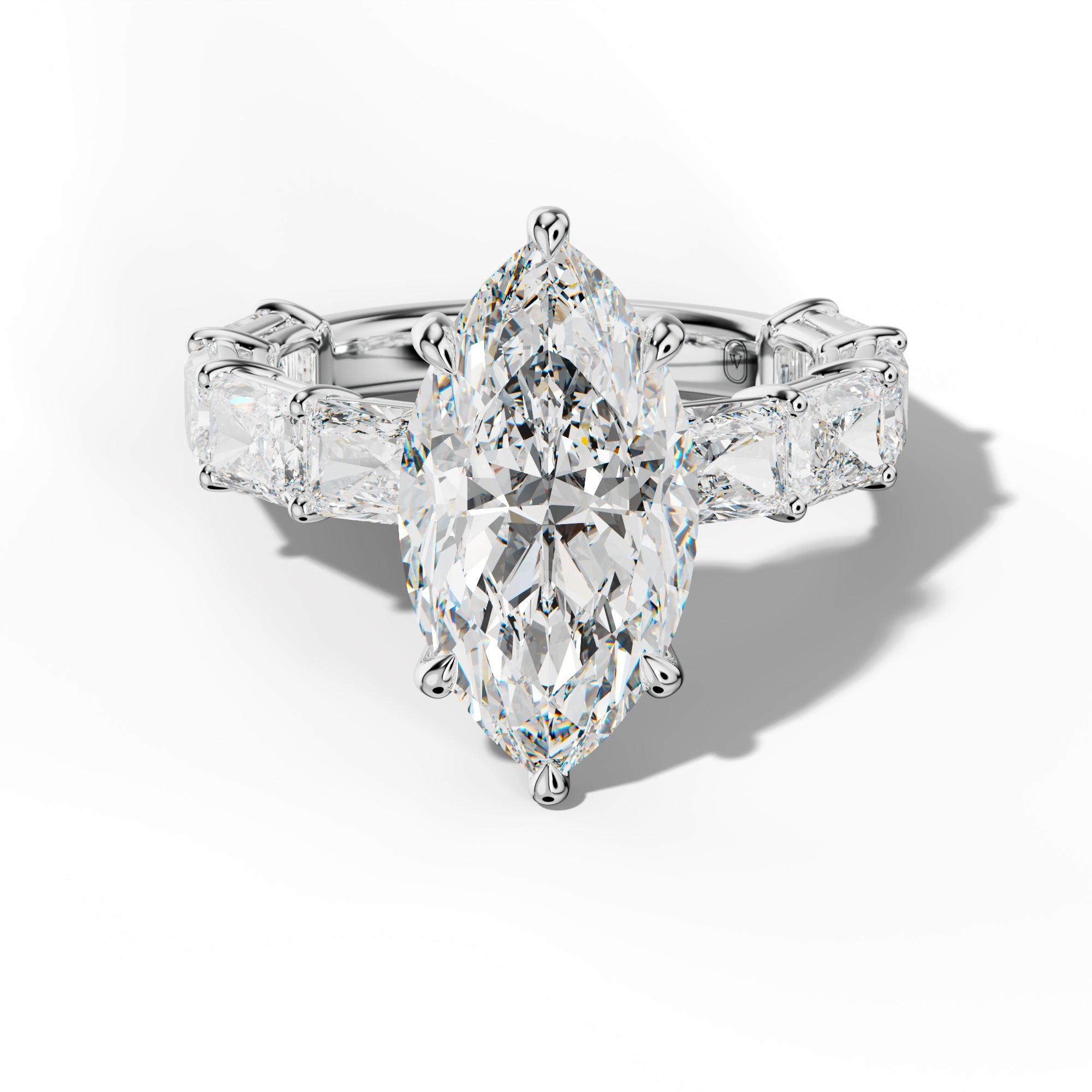 Raelynn Marquise Diamond Engagement Ring With East West Radiant Side Stones