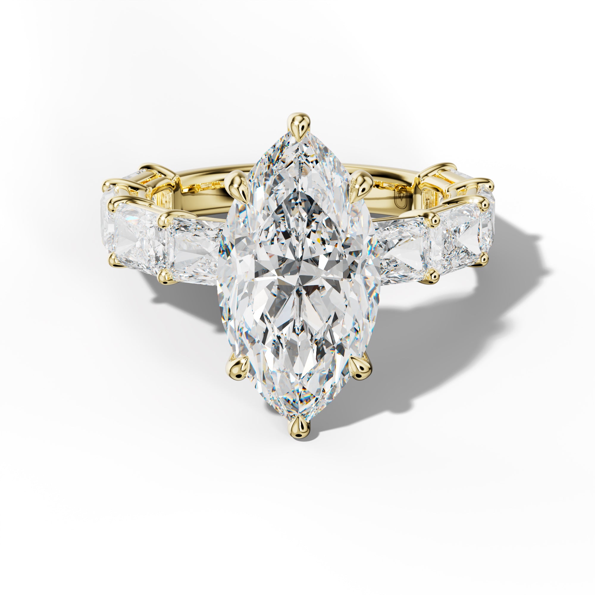 Raelynn Marquise Diamond Engagement Ring With East West Radiant Side Stones