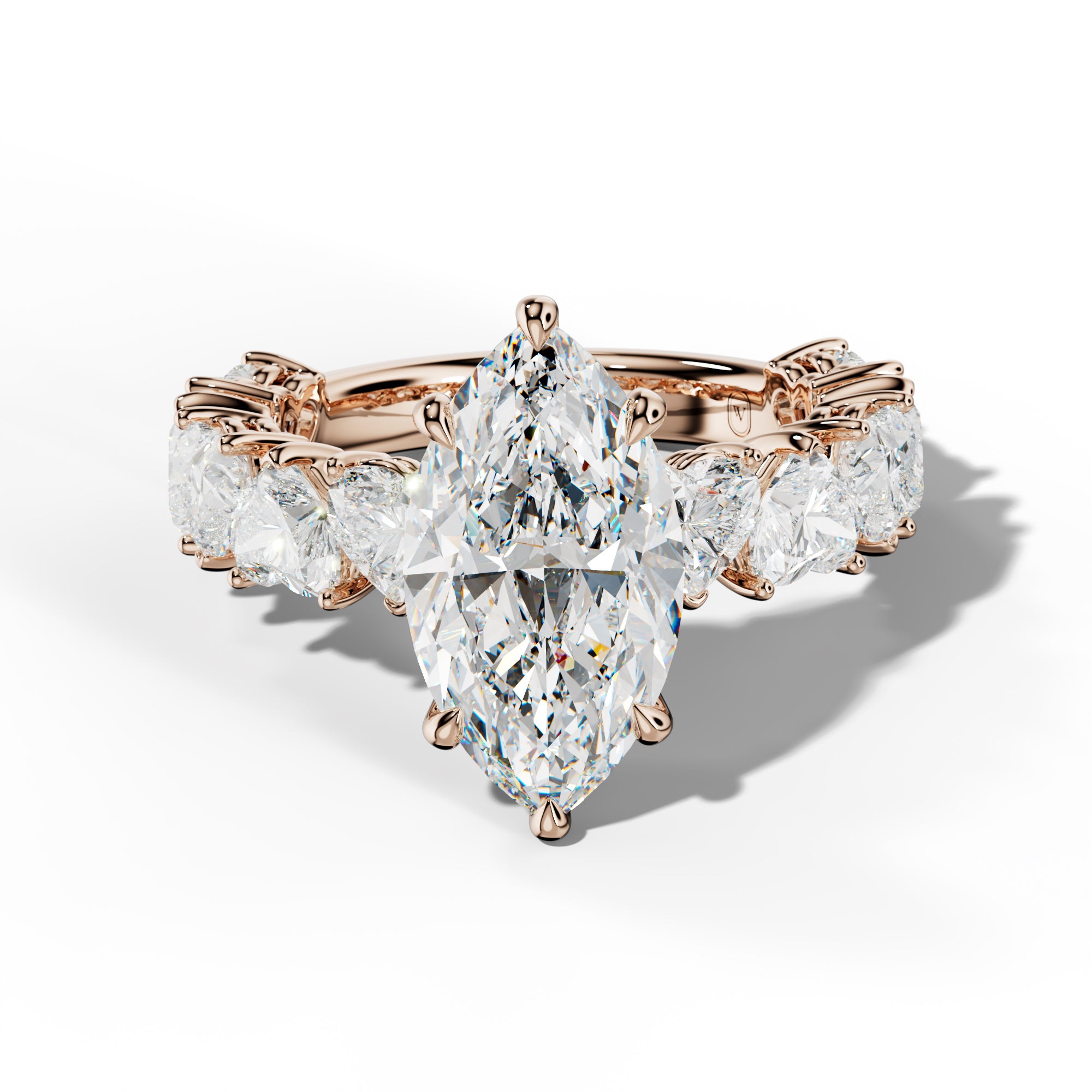 Logan Marquise Diamond Engagement Ring With Heart Side Stones