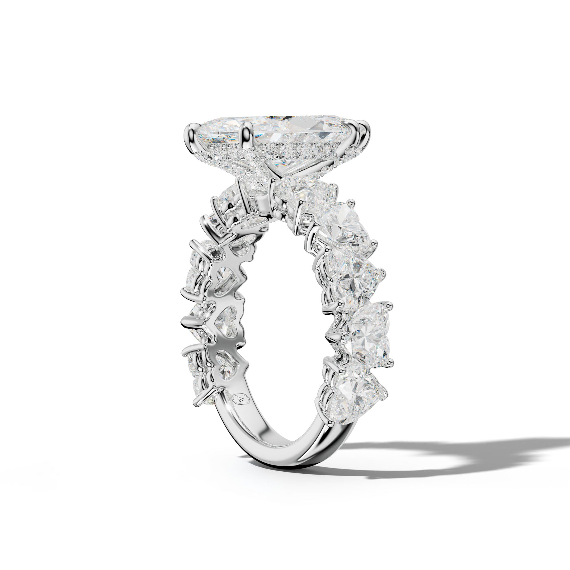 Logan Marquise Diamond Engagement Ring With Heart Side Stones