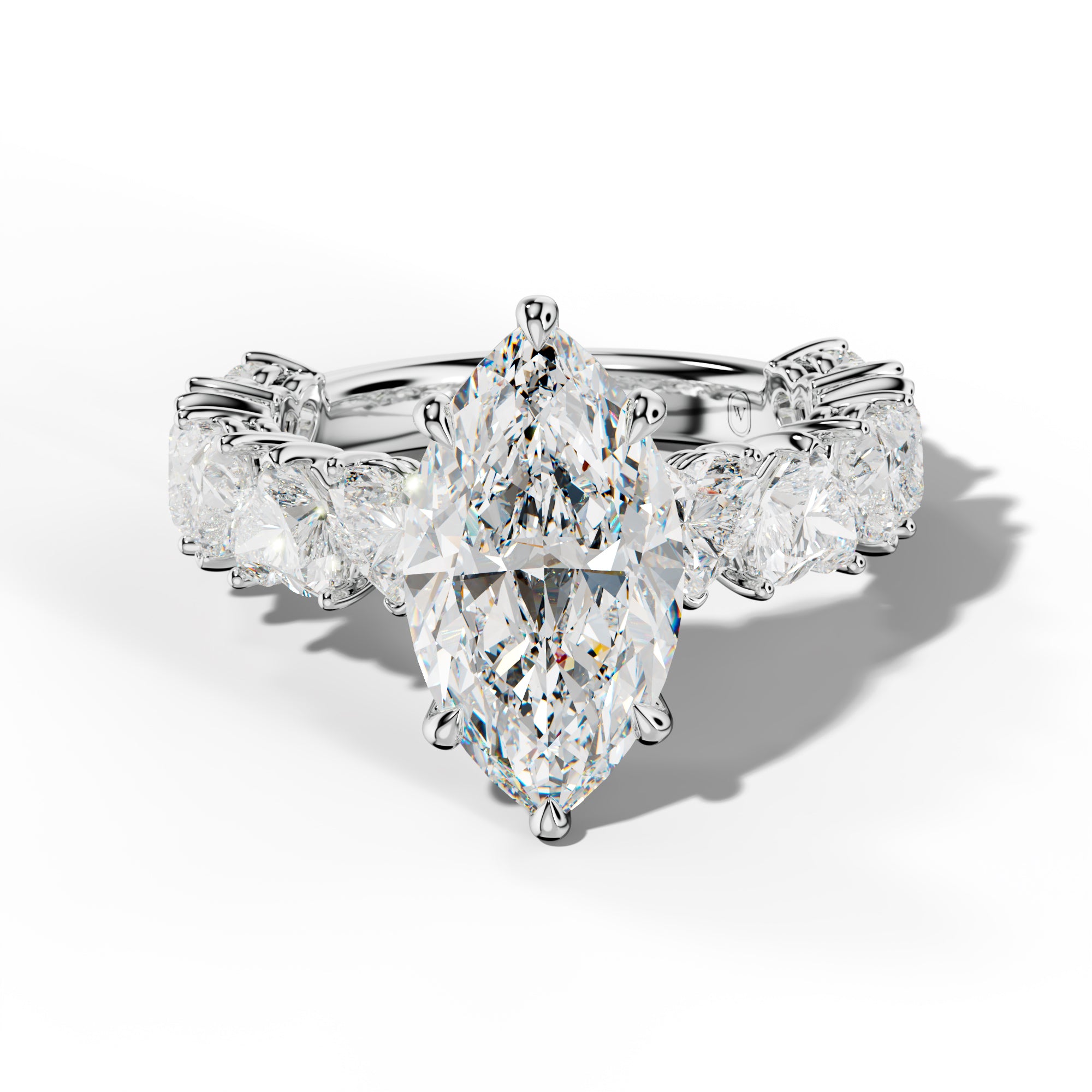 Logan Marquise Diamond Engagement Ring With Heart Side Stones