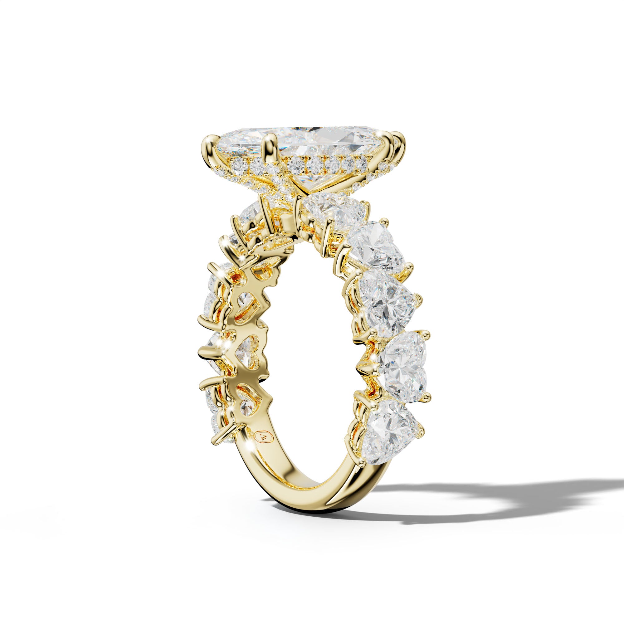 Logan Marquise Diamond Engagement Ring With Heart Side Stones