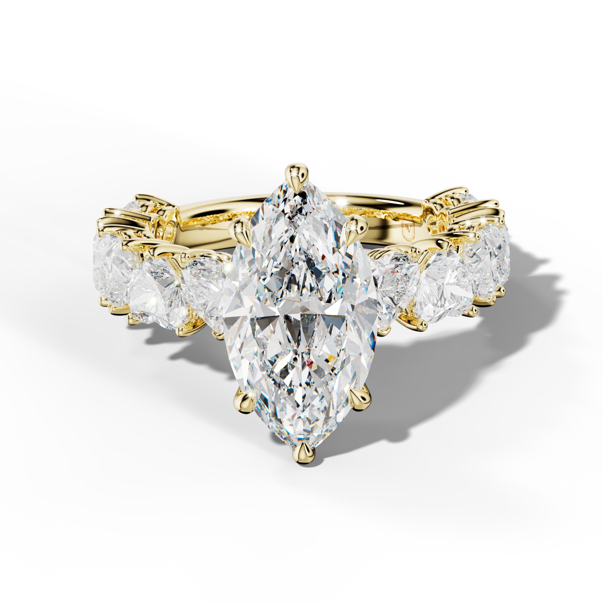 Logan Marquise Diamond Engagement Ring With Heart Side Stones