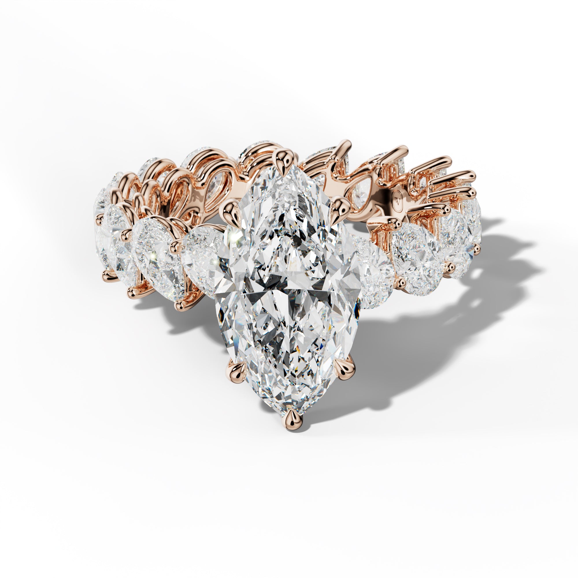 Quinn Marquise Diamond Engagement Ring With Slanted Pear Side Stones