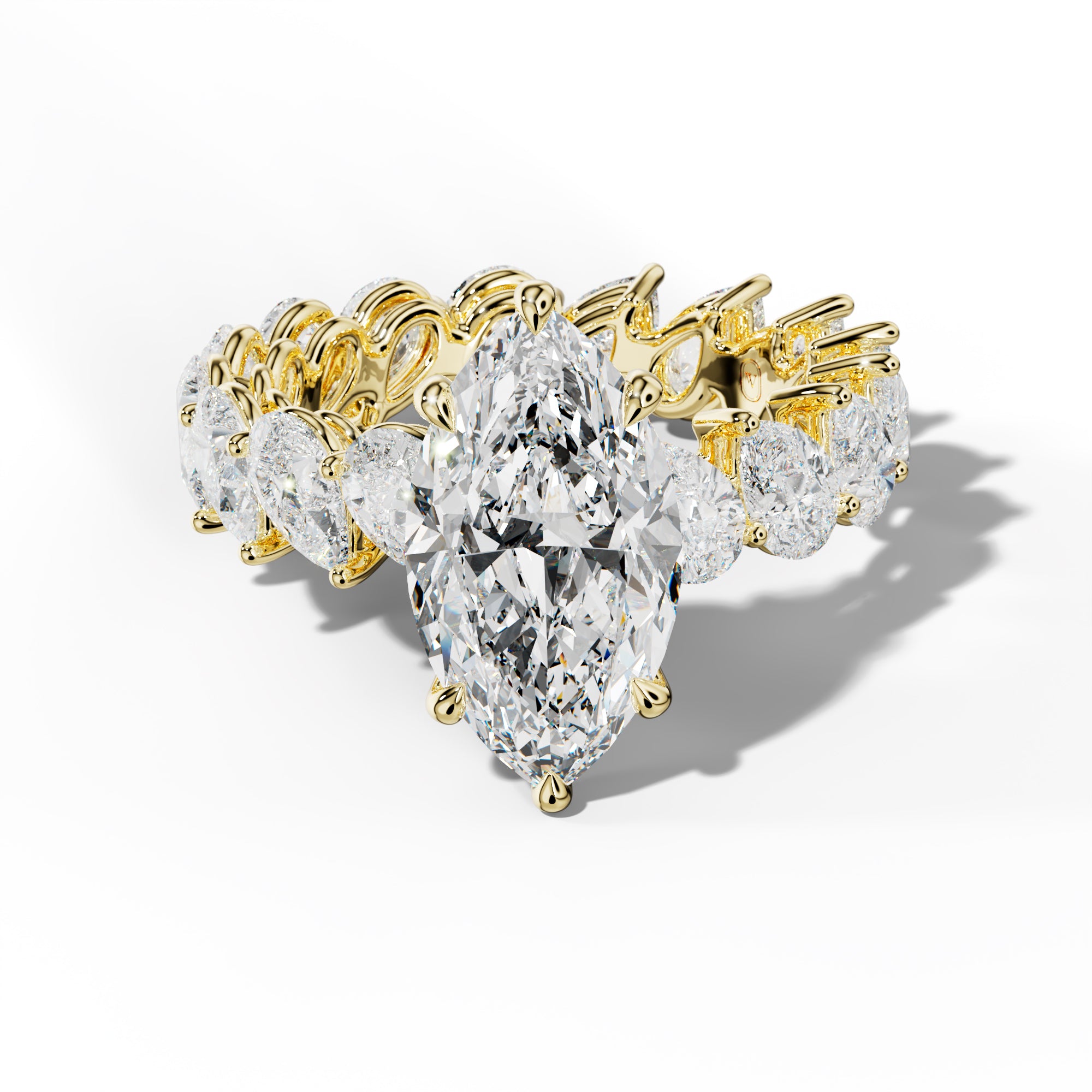 Quinn Marquise Diamond Engagement Ring With Slanted Pear Side Stones