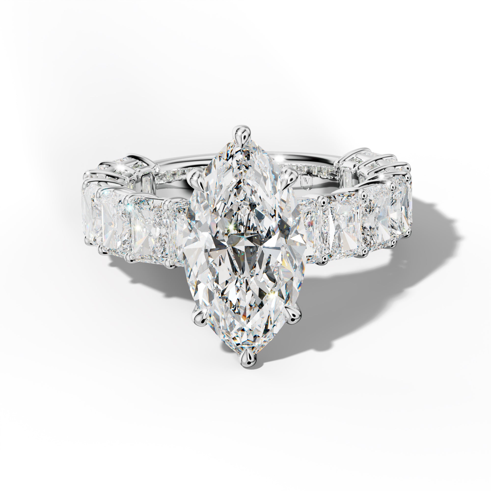 Naomi Marquise Diamond Engagement Ring With Radiant Side Stones