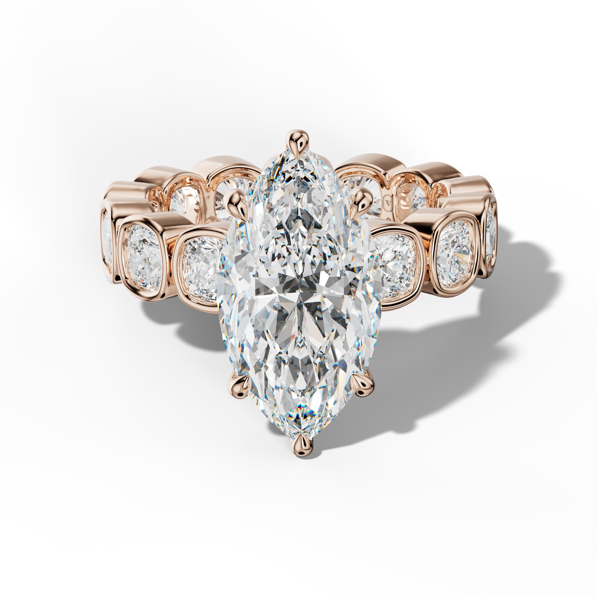 Emerson Marquise Diamond Engagement Ring With Cushion Side Stones