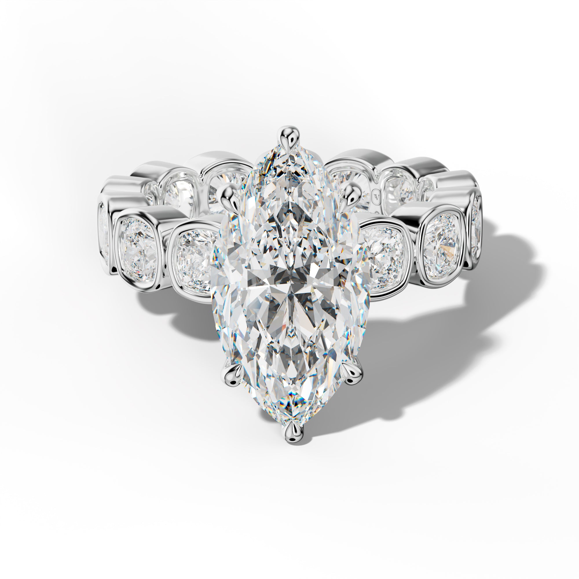 Emerson Marquise Diamond Engagement Ring With Cushion Side Stones