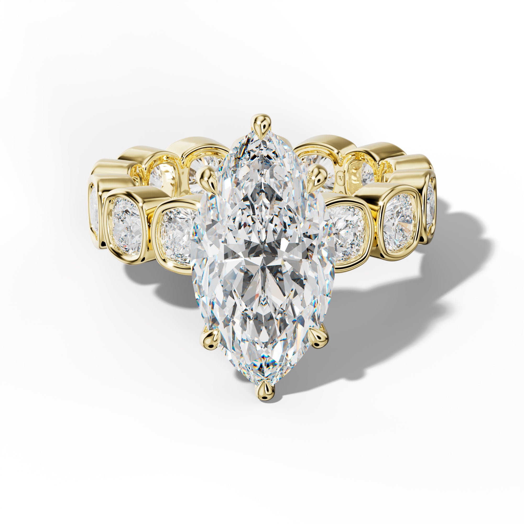 Emerson Marquise Diamond Engagement Ring With Cushion Side Stones