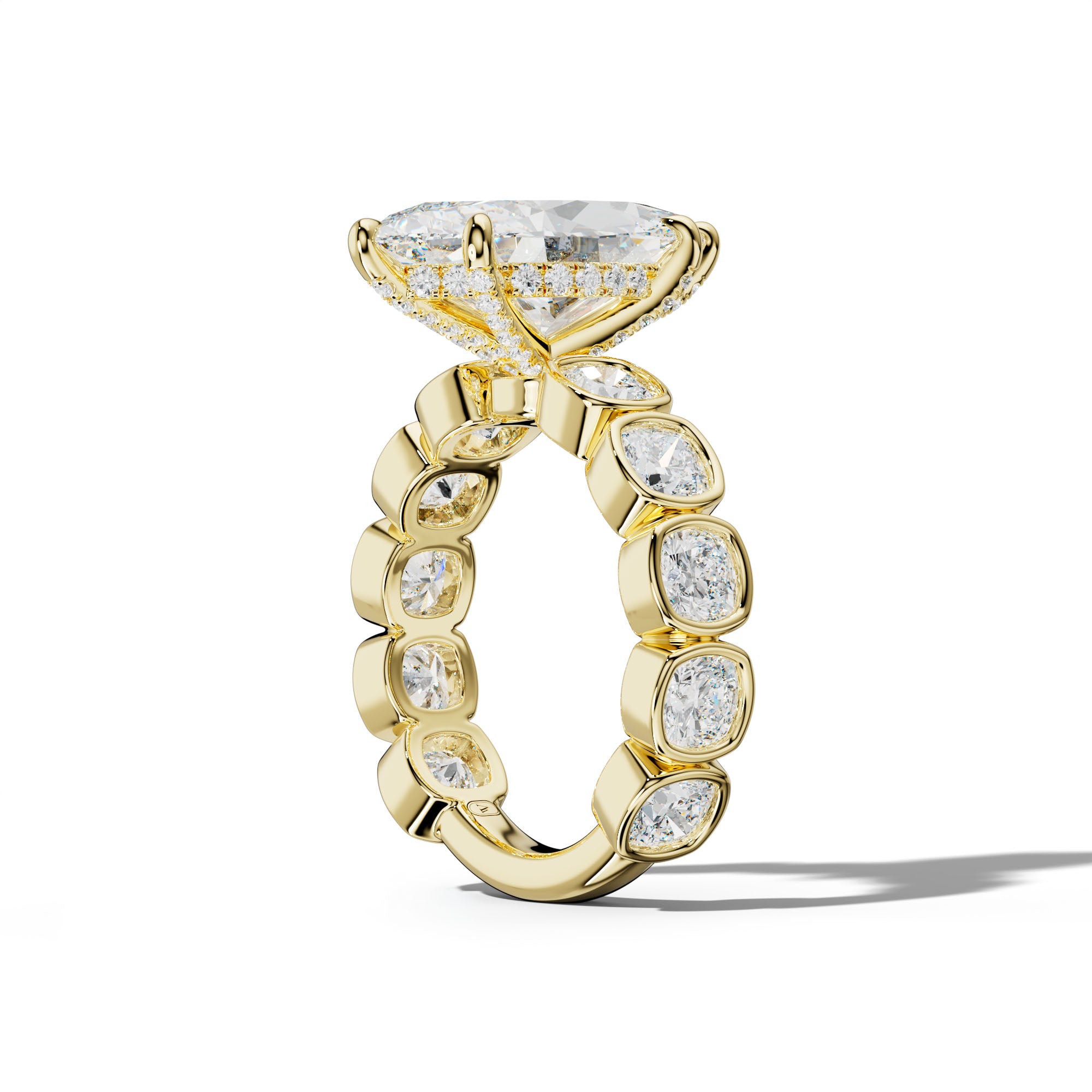 Sage Marquise Diamond Engagement Ring With Cushion Side Stones