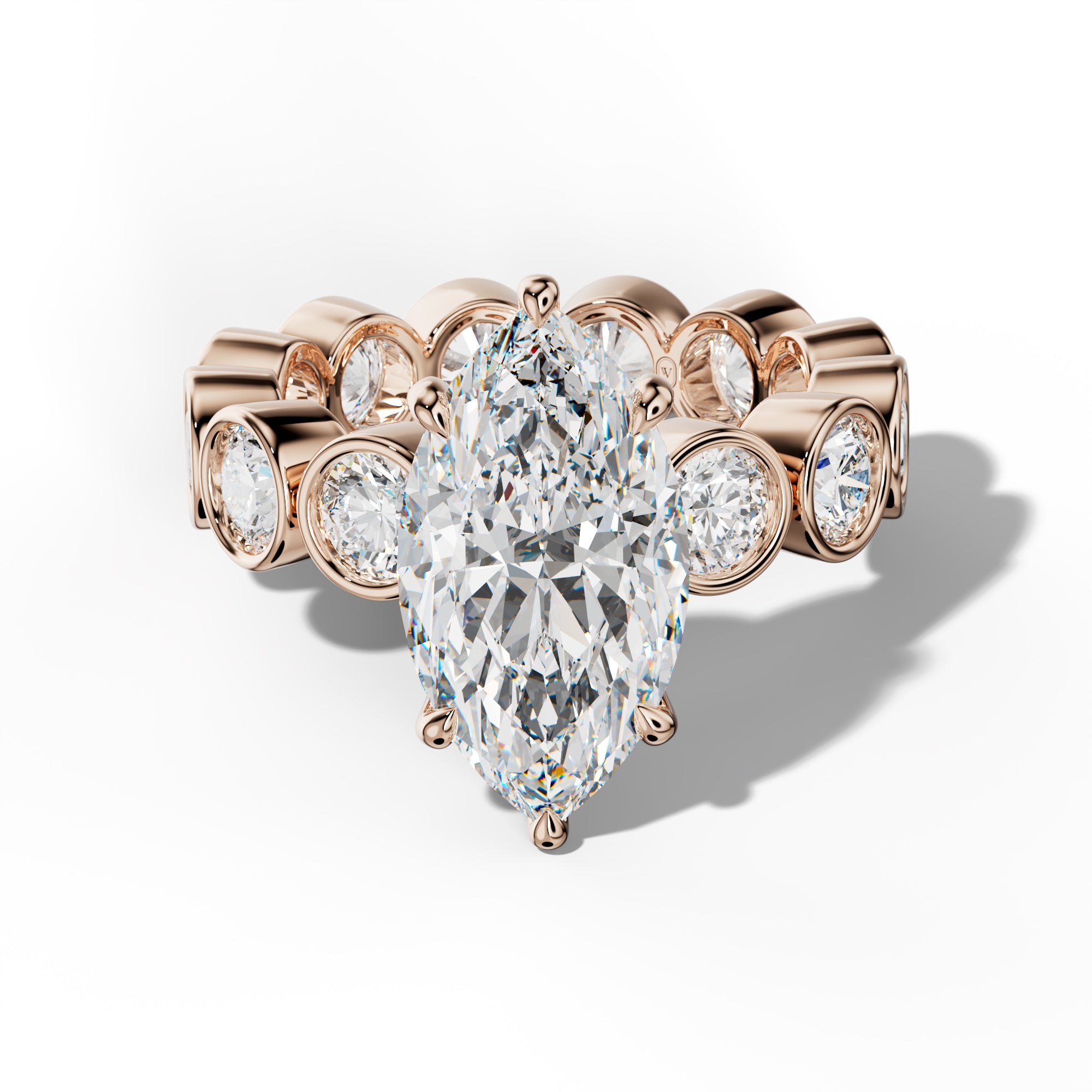 Maeve Marquise Diamond Engagement Ring With Round Side Stones