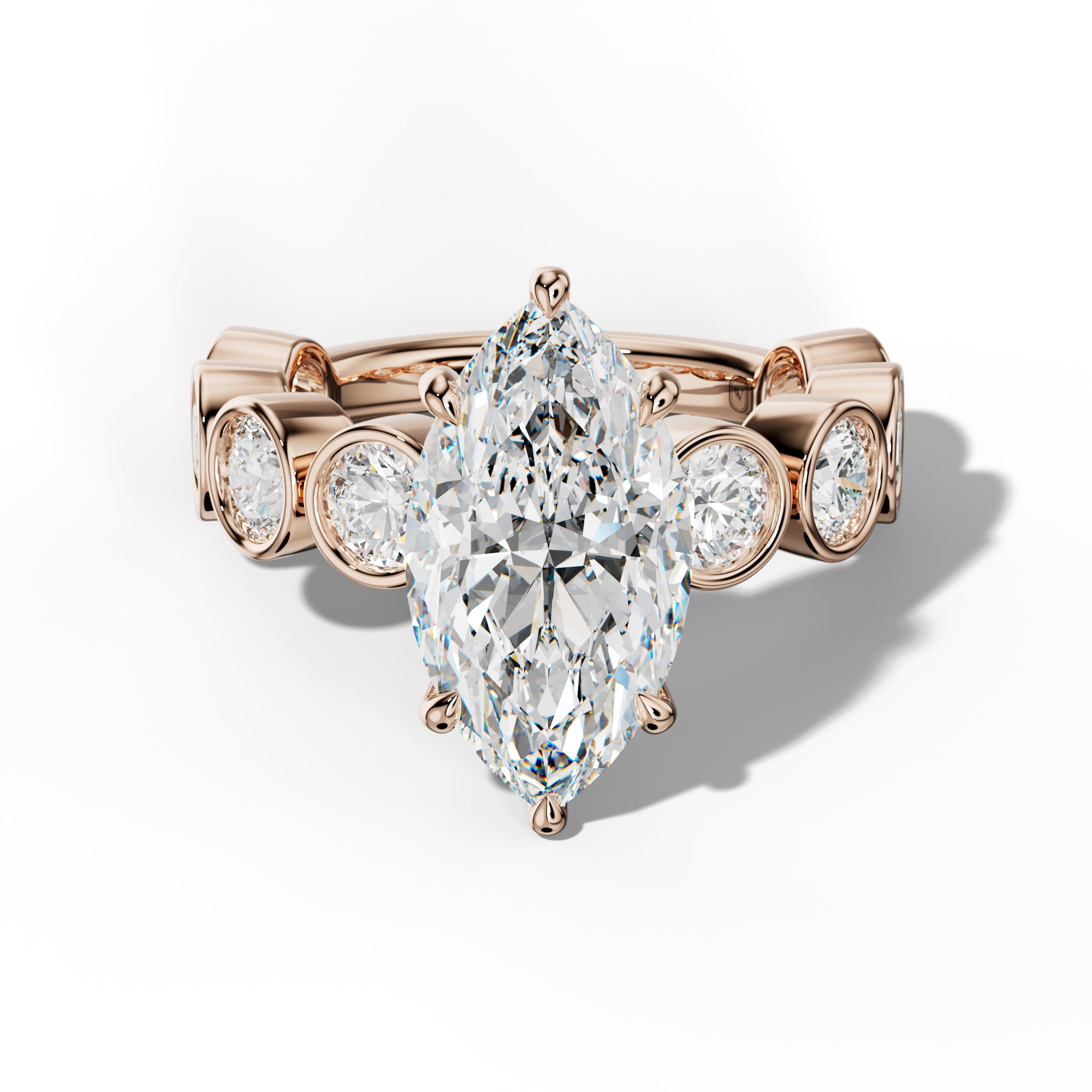 Raegan Marquise Diamond Engagement Ring With Round Side Stones