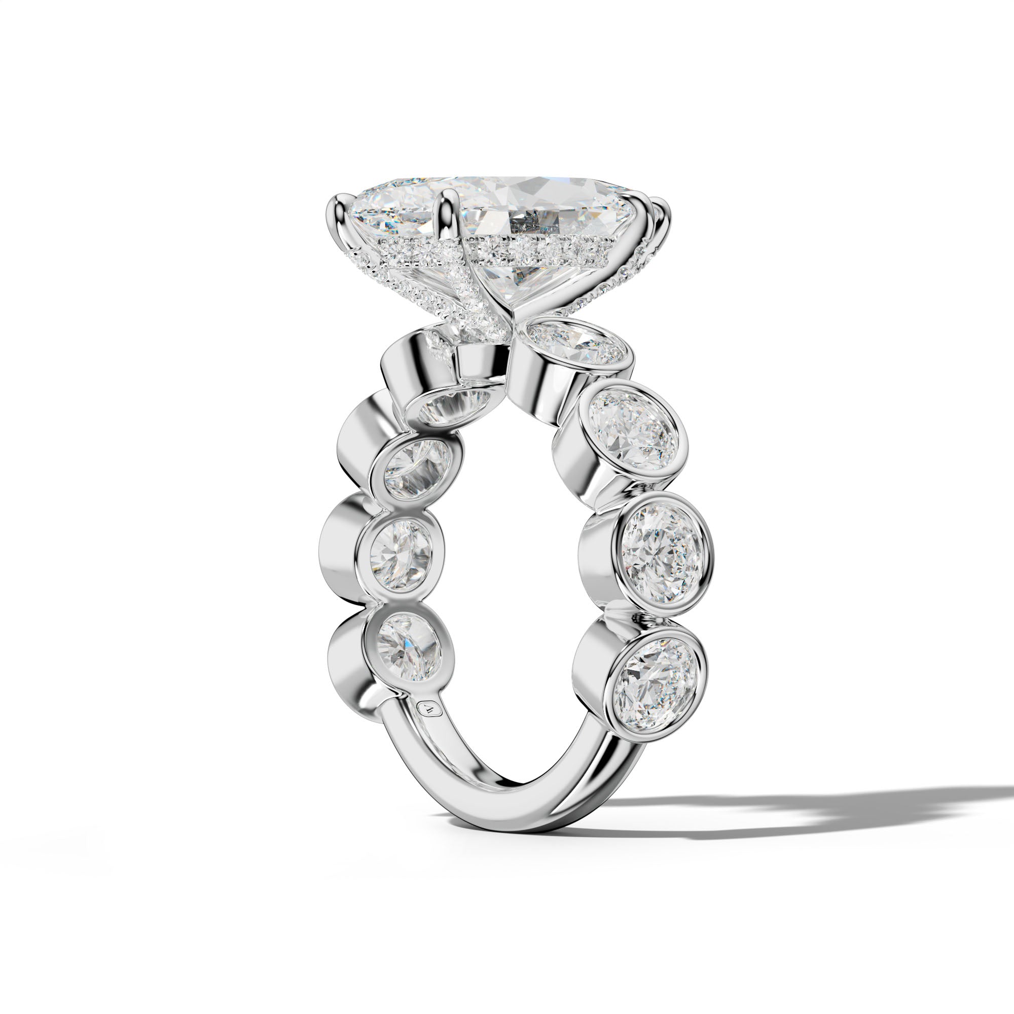 Raegan Marquise Diamond Engagement Ring With Round Side Stones