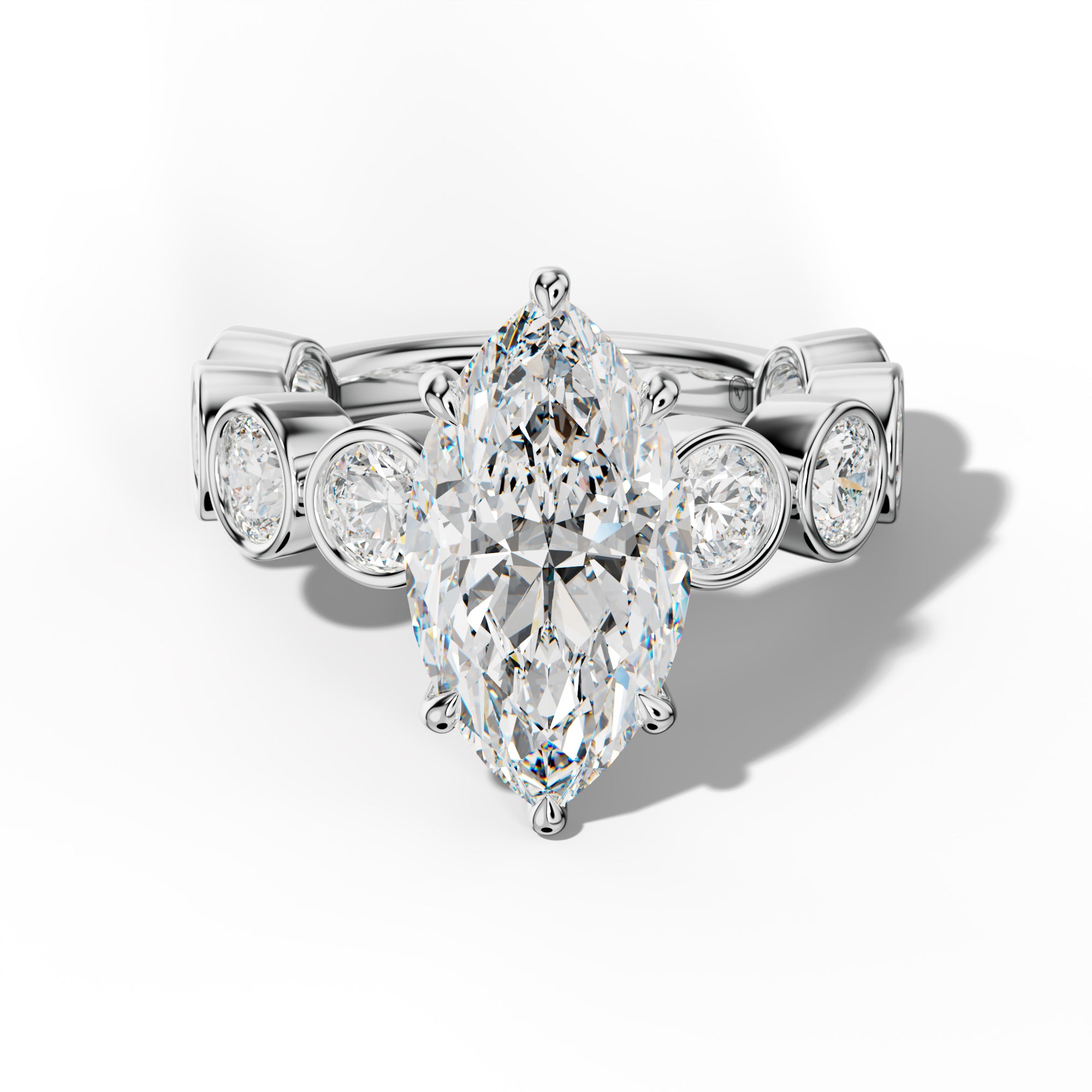 Raegan Marquise Diamond Engagement Ring With Round Side Stones