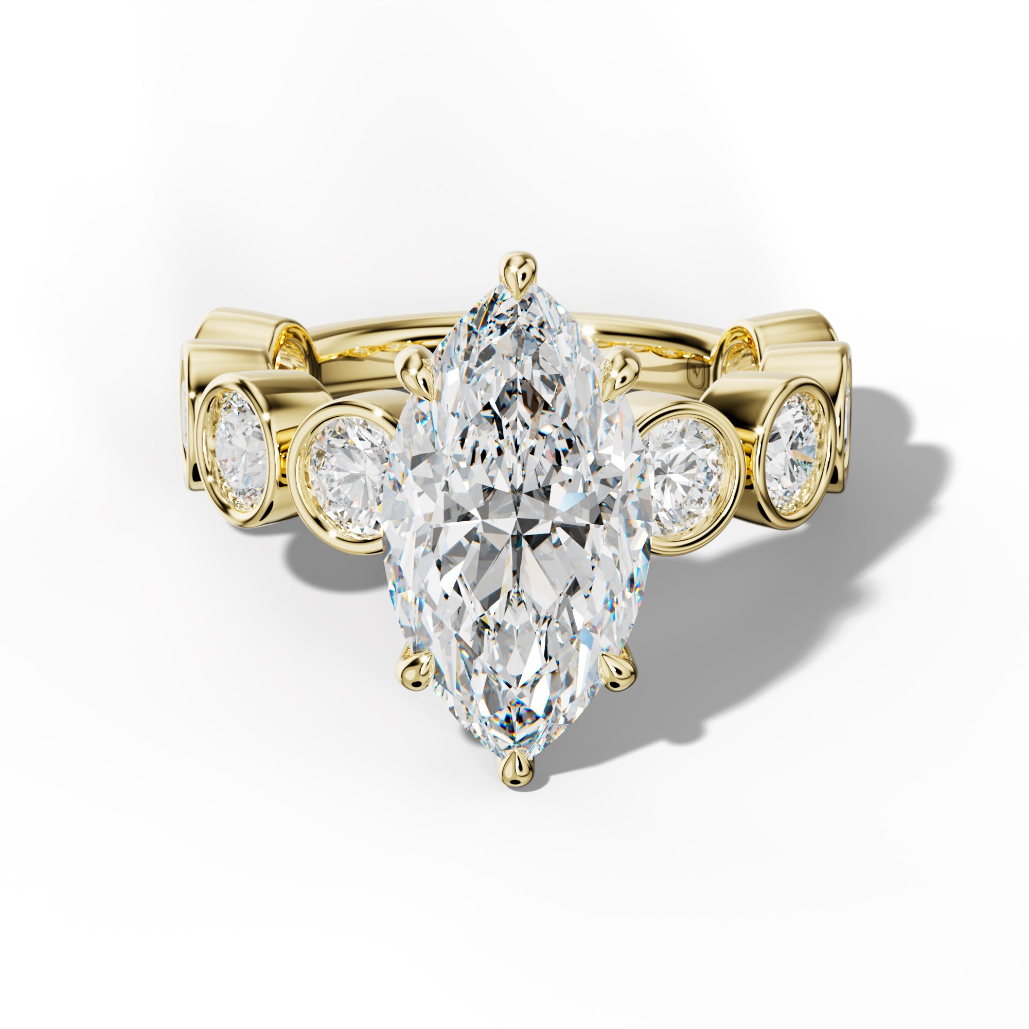 Raegan Marquise Diamond Engagement Ring With Round Side Stones