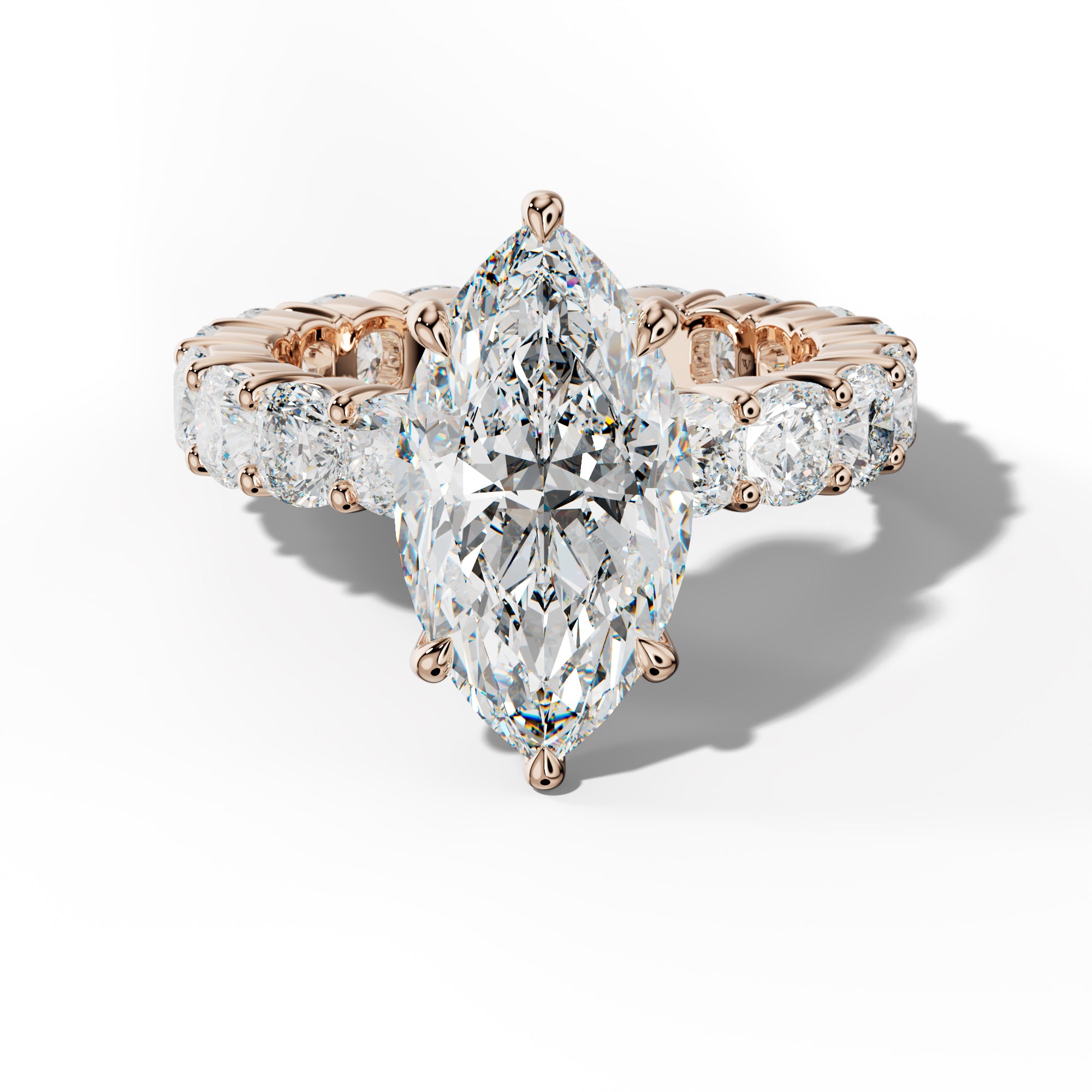 Teagan Marquise Diamond Engagement Ring With Cushion Side Stones
