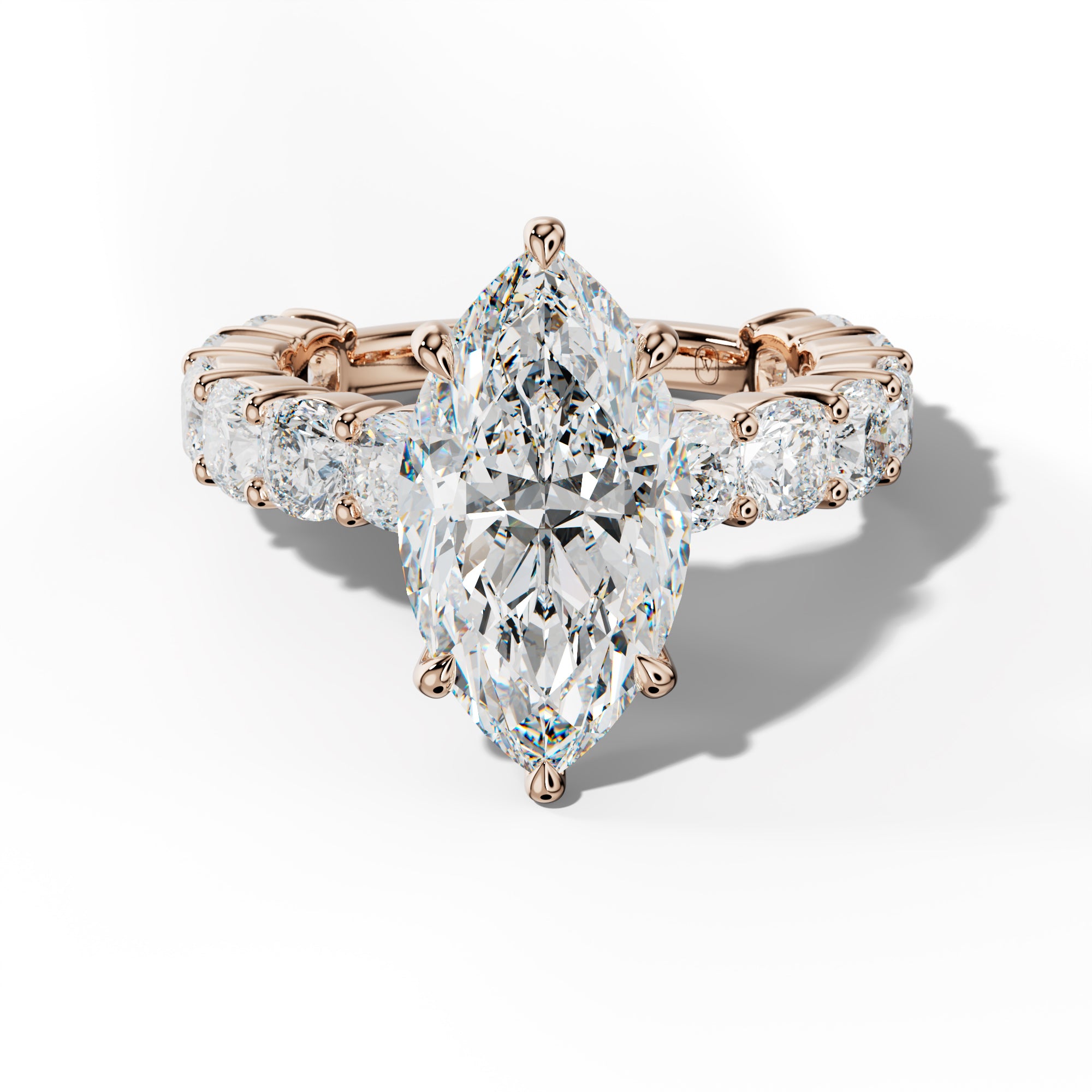 Scottie Marquise Diamond Engagement Ring With Cushion Side Stones