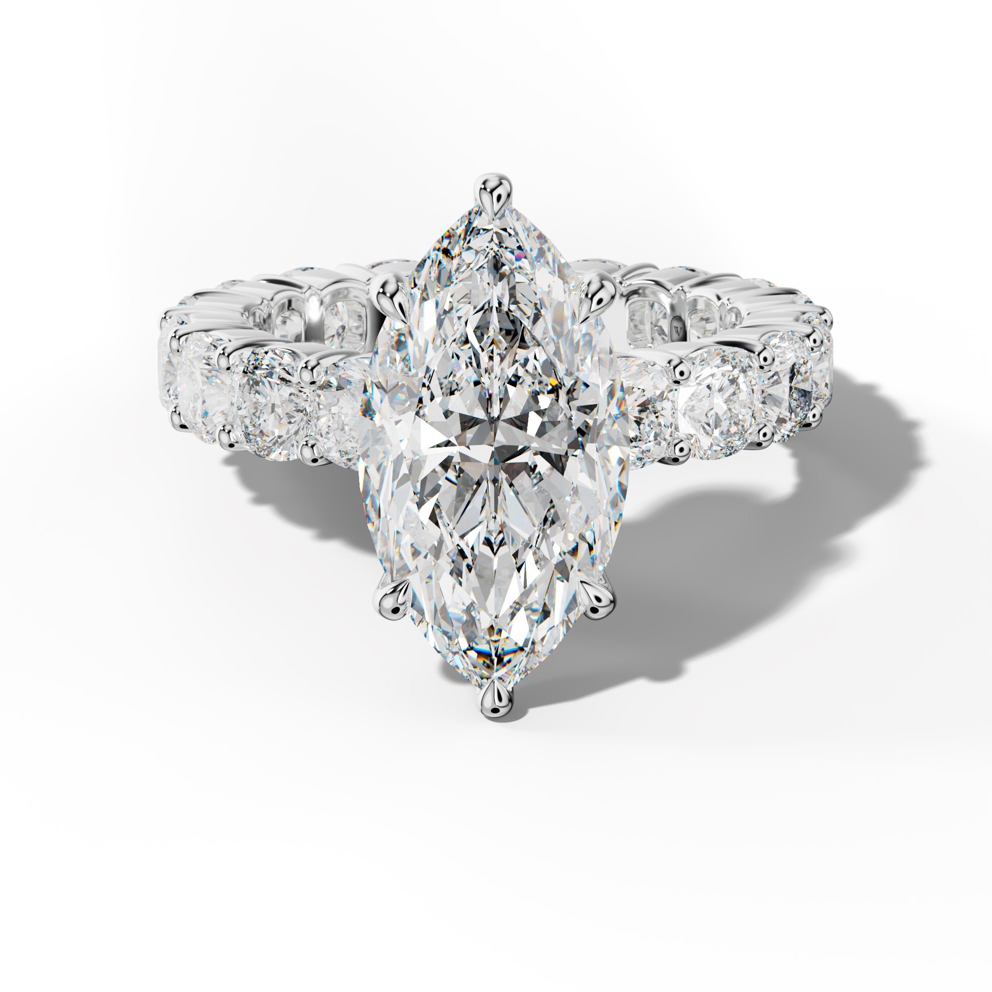 Teagan Marquise Diamond Engagement Ring With Cushion Side Stones