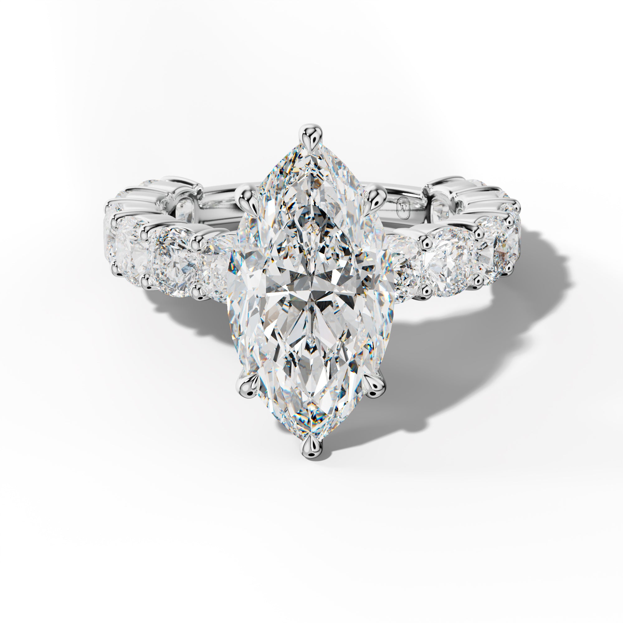 Scottie Marquise Diamond Engagement Ring With Cushion Side Stones