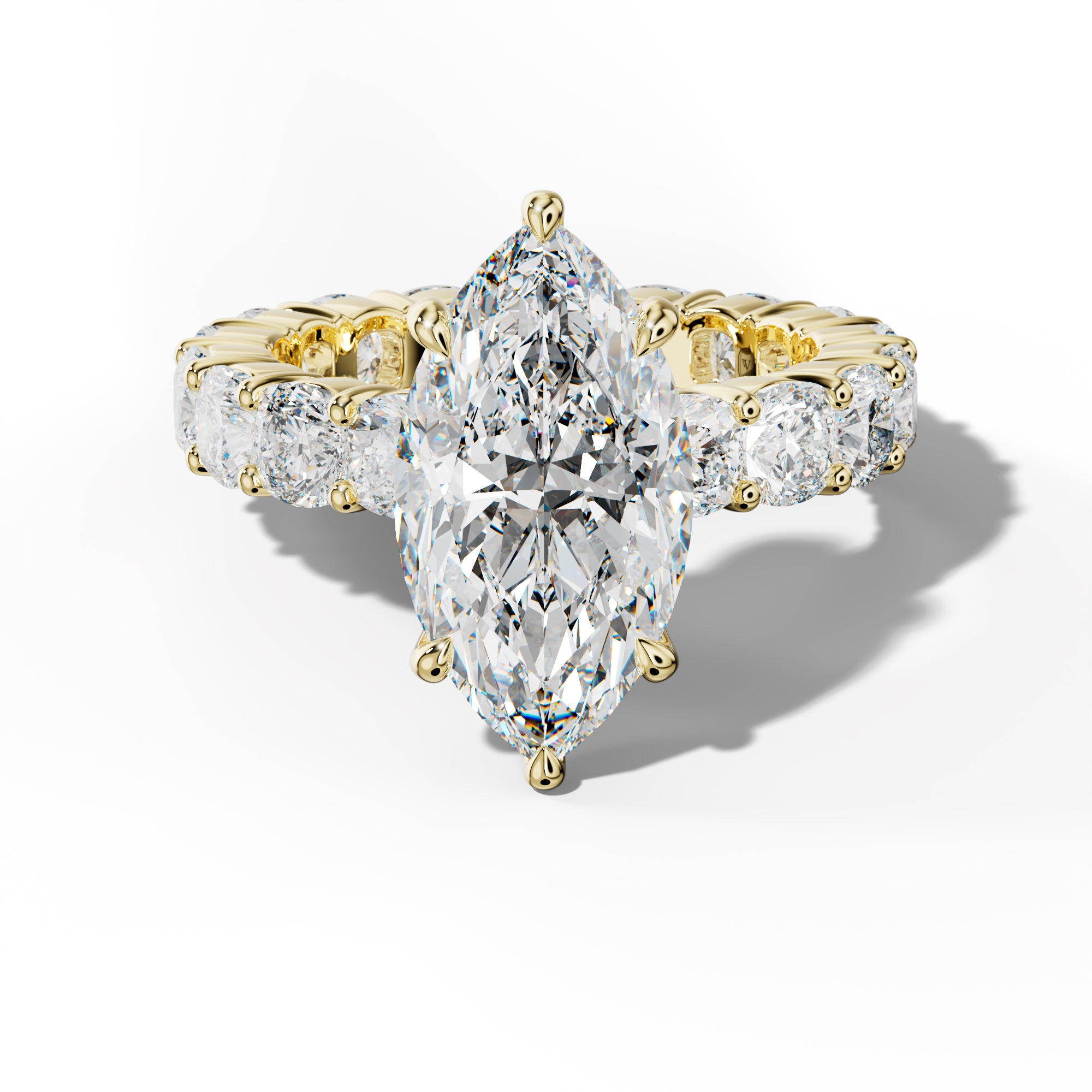 Teagan Marquise Diamond Engagement Ring With Cushion Side Stones