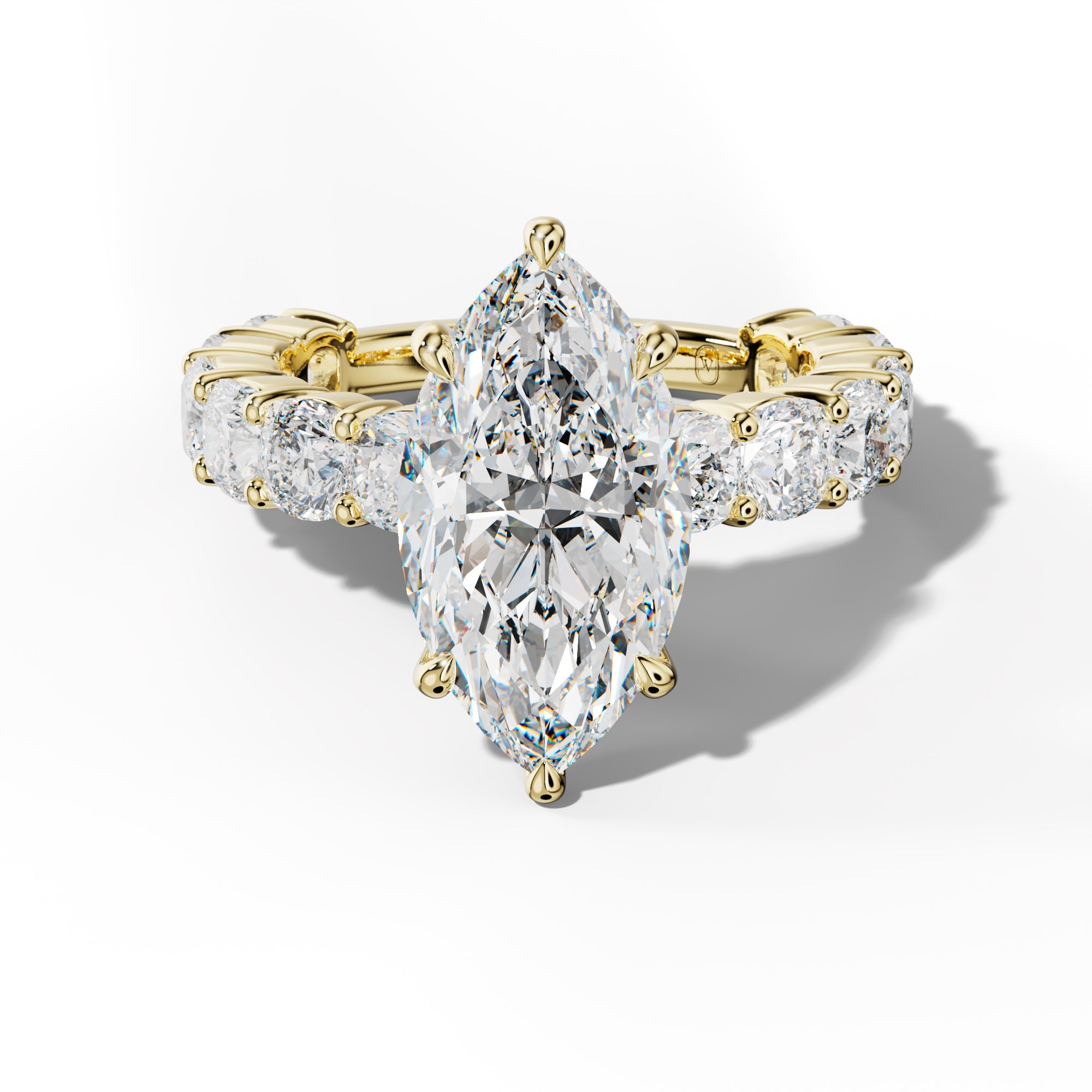 Scottie Marquise Diamond Engagement Ring With Cushion Side Stones
