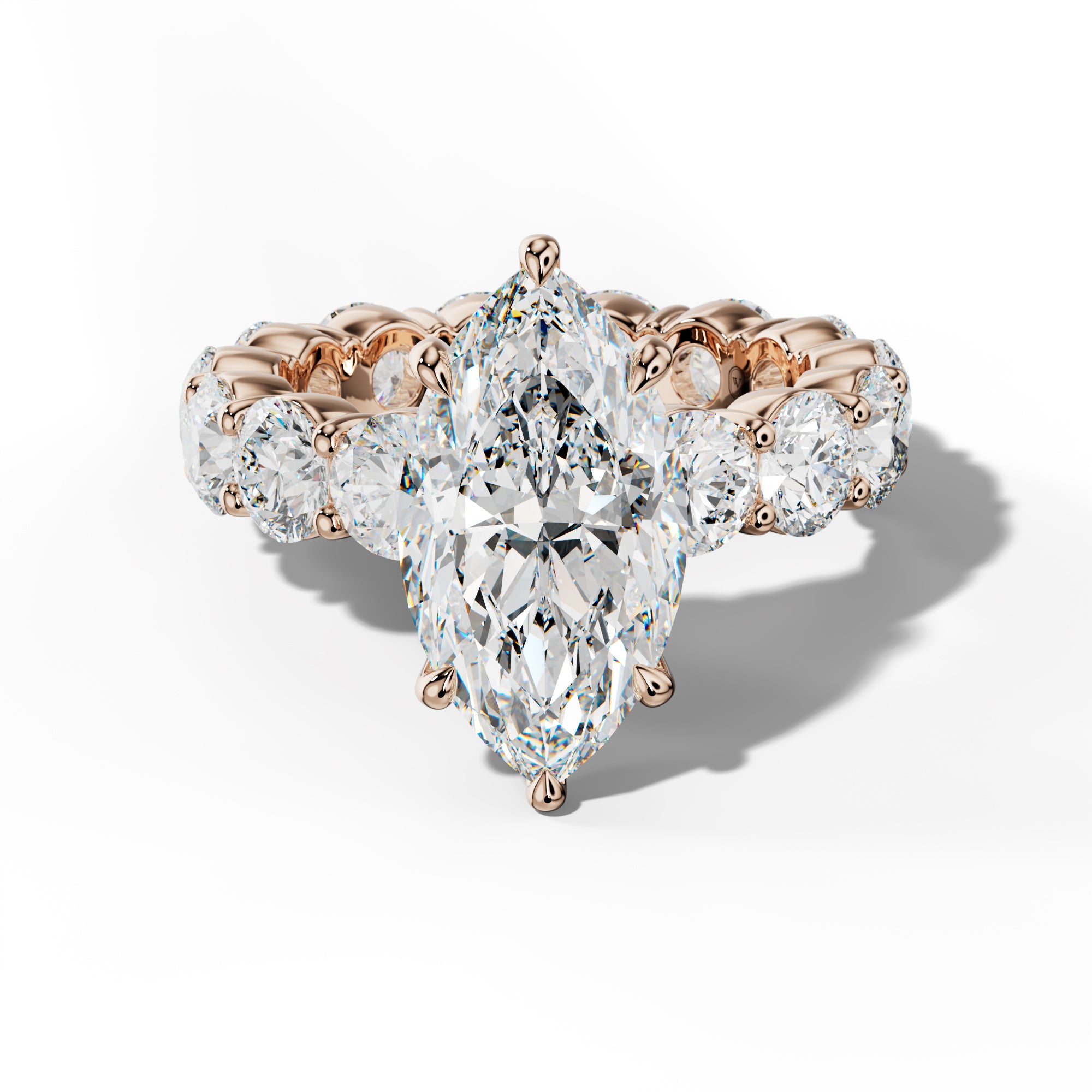 Fernanda Marquise Diamond Engagement Ring With Round Side Stones